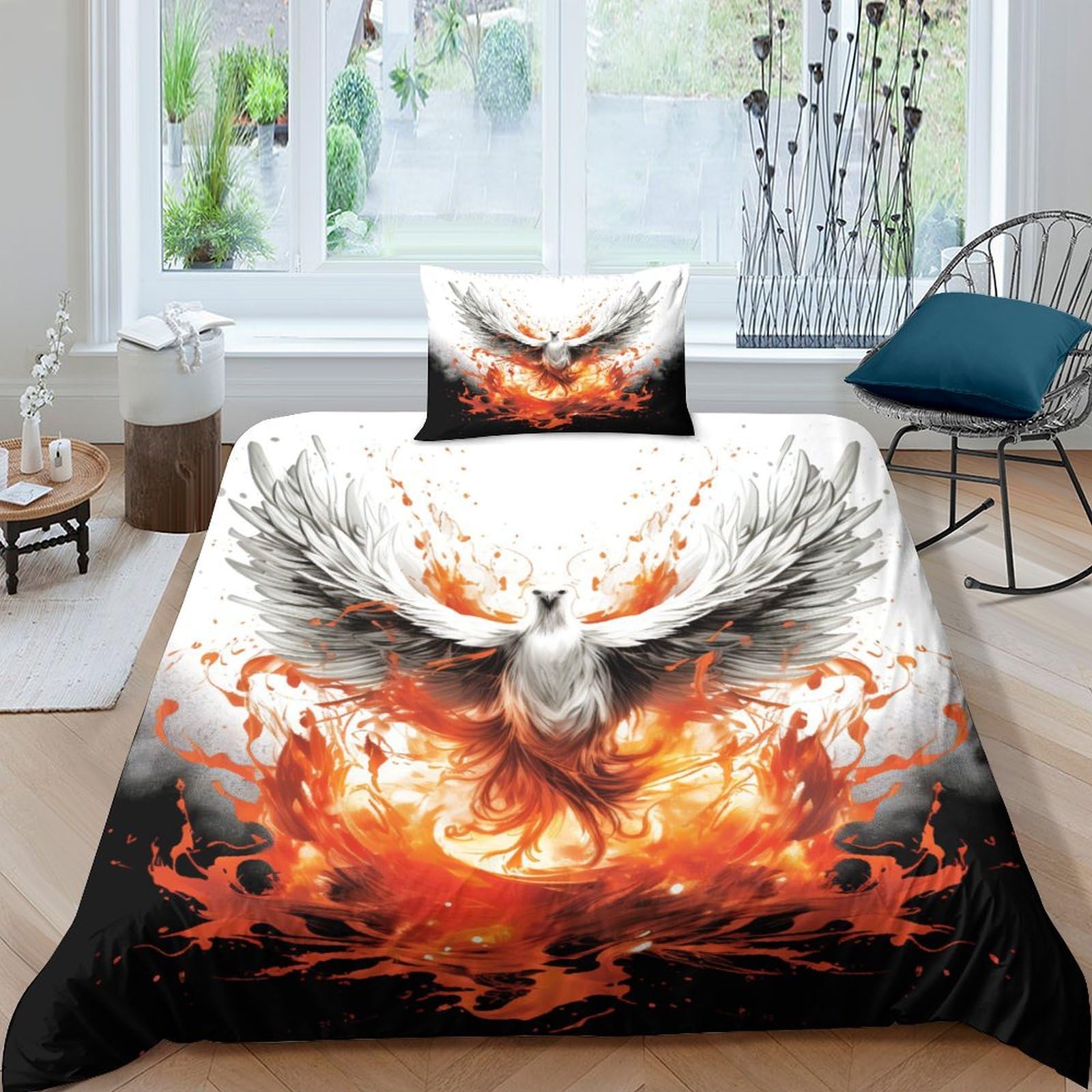 Housse de couette flamant rose avec ses taies 135x200 pour lit simple