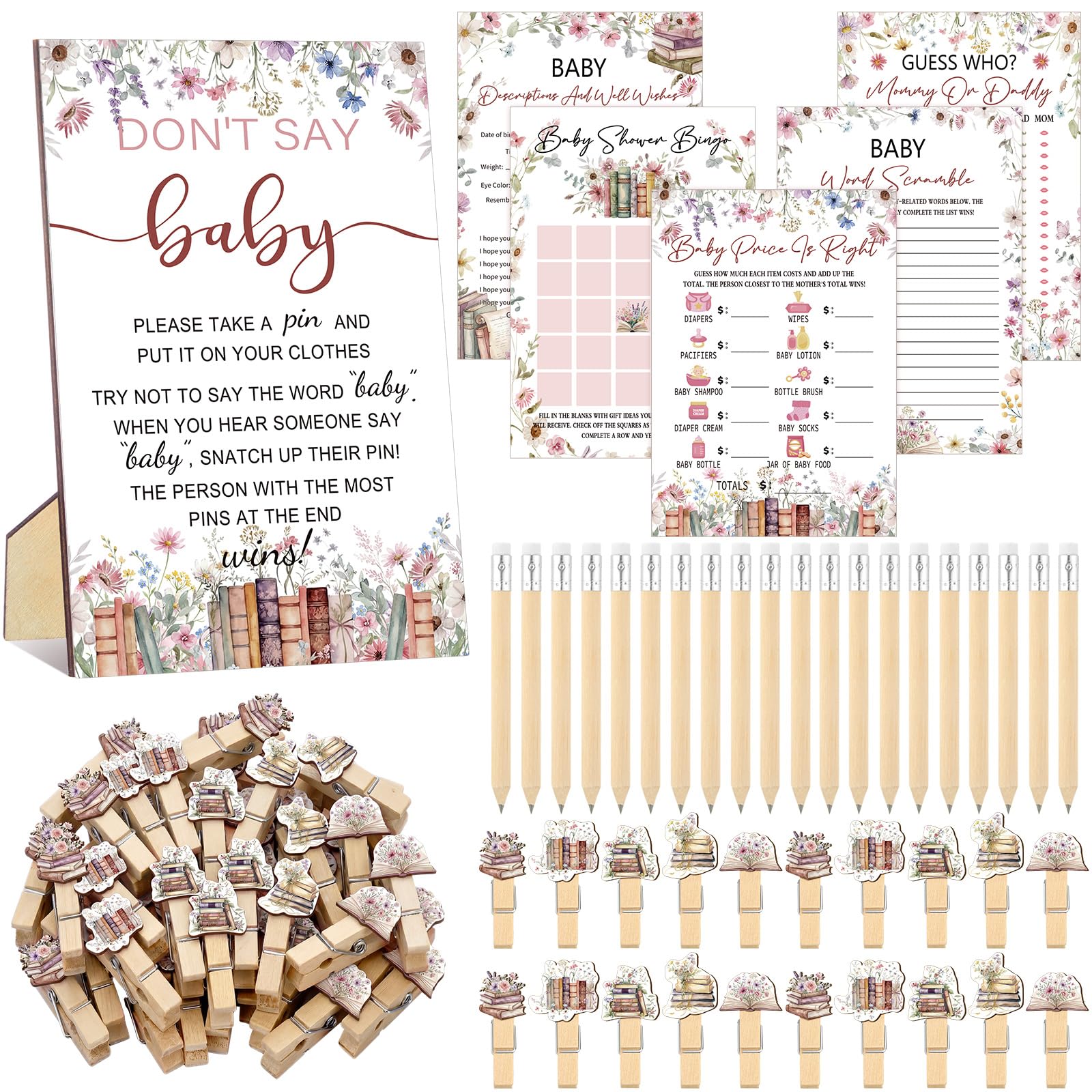 Patelai 321 Pcs Baby Shower Games Supplies, Read