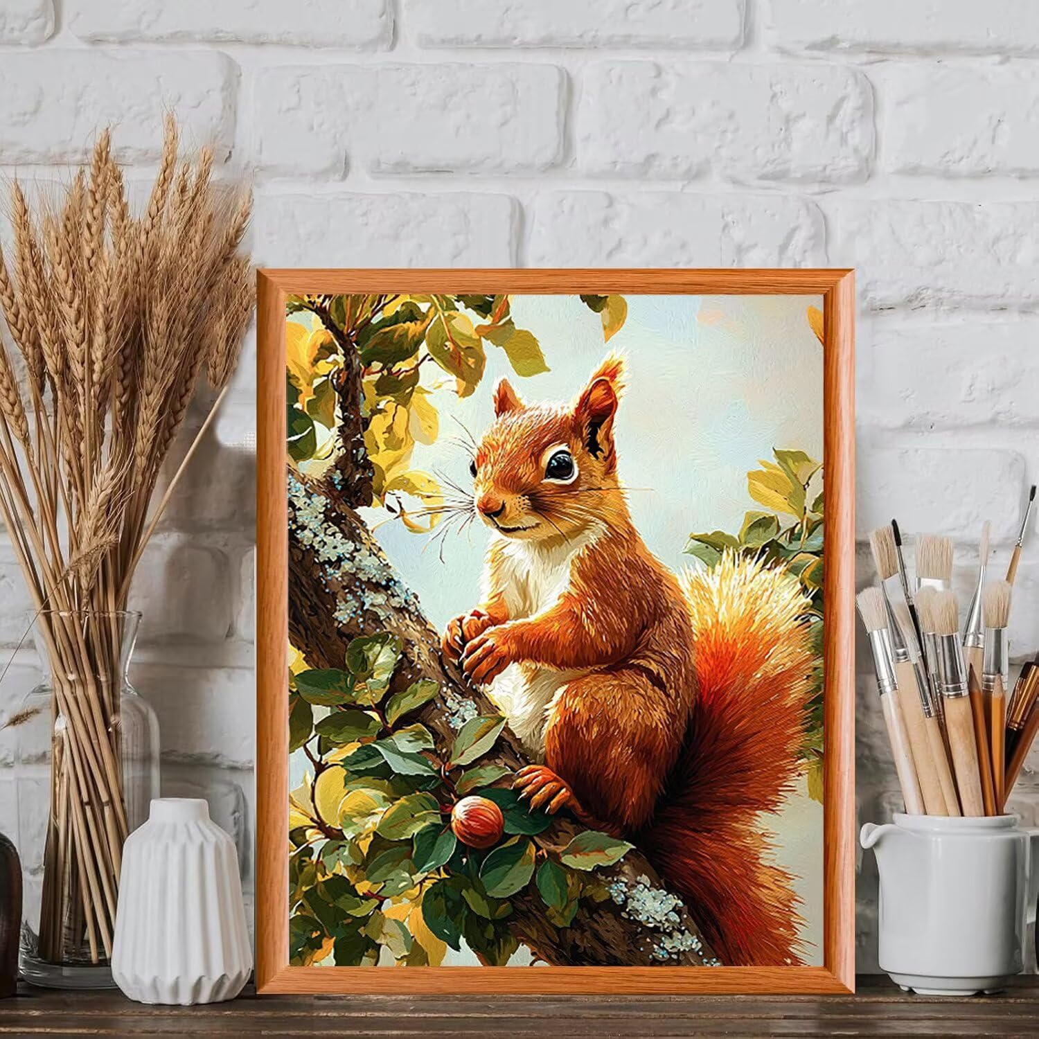 WEISHIWE Dipingere con i Numeri Adulti Scoiattolo animale, 80x100cm s-203 | Paint by Numbers Kit con Pennelli e Acrilico Pigmento, Fai da te Olio La Pittura di Numeri Kit, Decora la Casa, senza Cornice