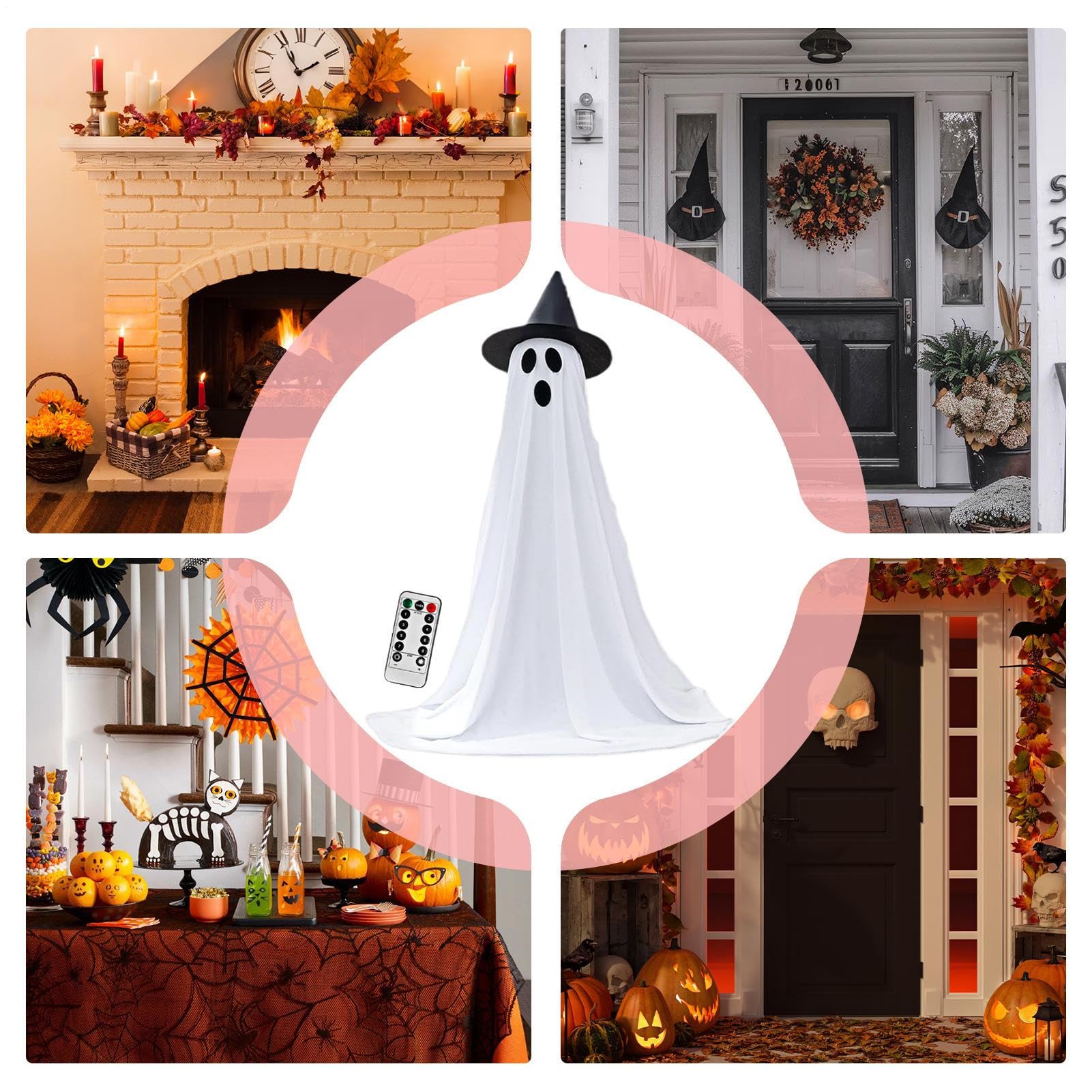 Fantasma Illuminato Forniture Per Feste Di Halloween Inquietanti Con | Fantasma Luminoso Da Esterno Con LED A Stringa Luminosa Per Feste Festival Portici Giardini E Prato