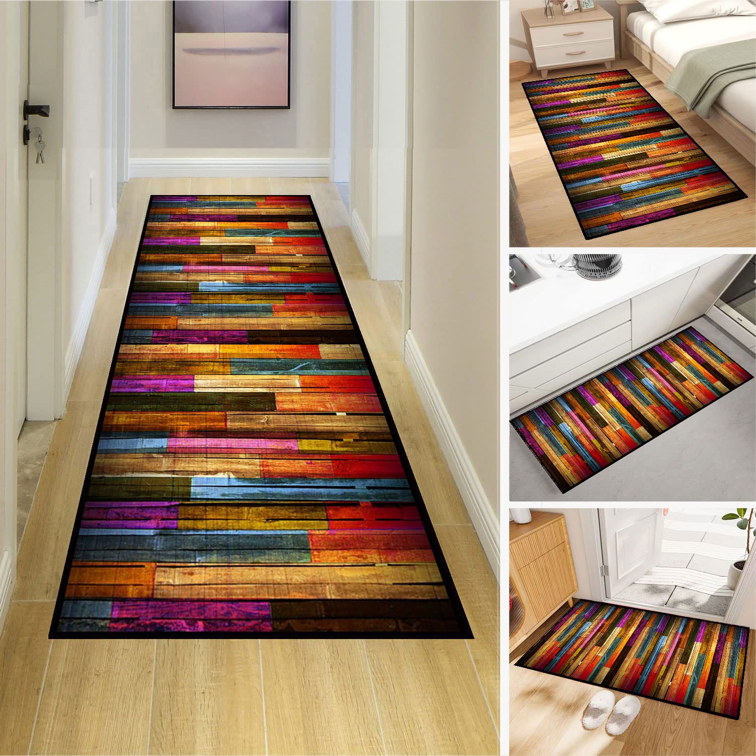 Dmkjdzsw Carpet Runner，Non Slip Backing for Kitchen Floor，Long Hallway Hall Runner Narrow Rugs - Cotton Pile