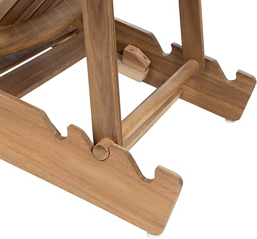 Miniatura 9 de Folding Adirondack Chair with Extendable Leg Rest, Solid Acacia Wood Outdoor Patio Lounge Chair with Wide Armrests, Rustic Foldable Garden Chairs