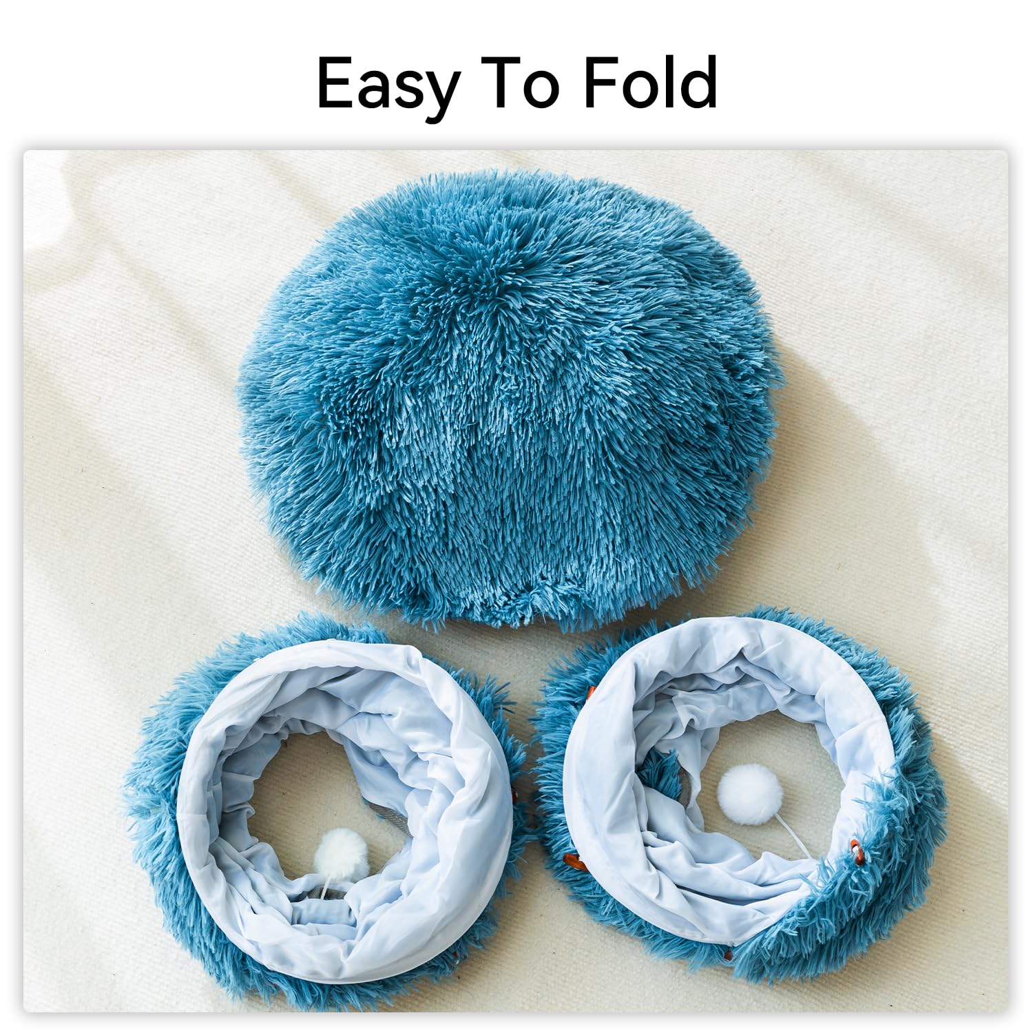 نفق مع سرير شتوي من المخمل للقطط اصدار عام 2022، العاب قطط متعددة الوظائف لداخل المنزل، مناسبة للقطط الصغيرة والمتوسطة والكبيرة من هيبيبت