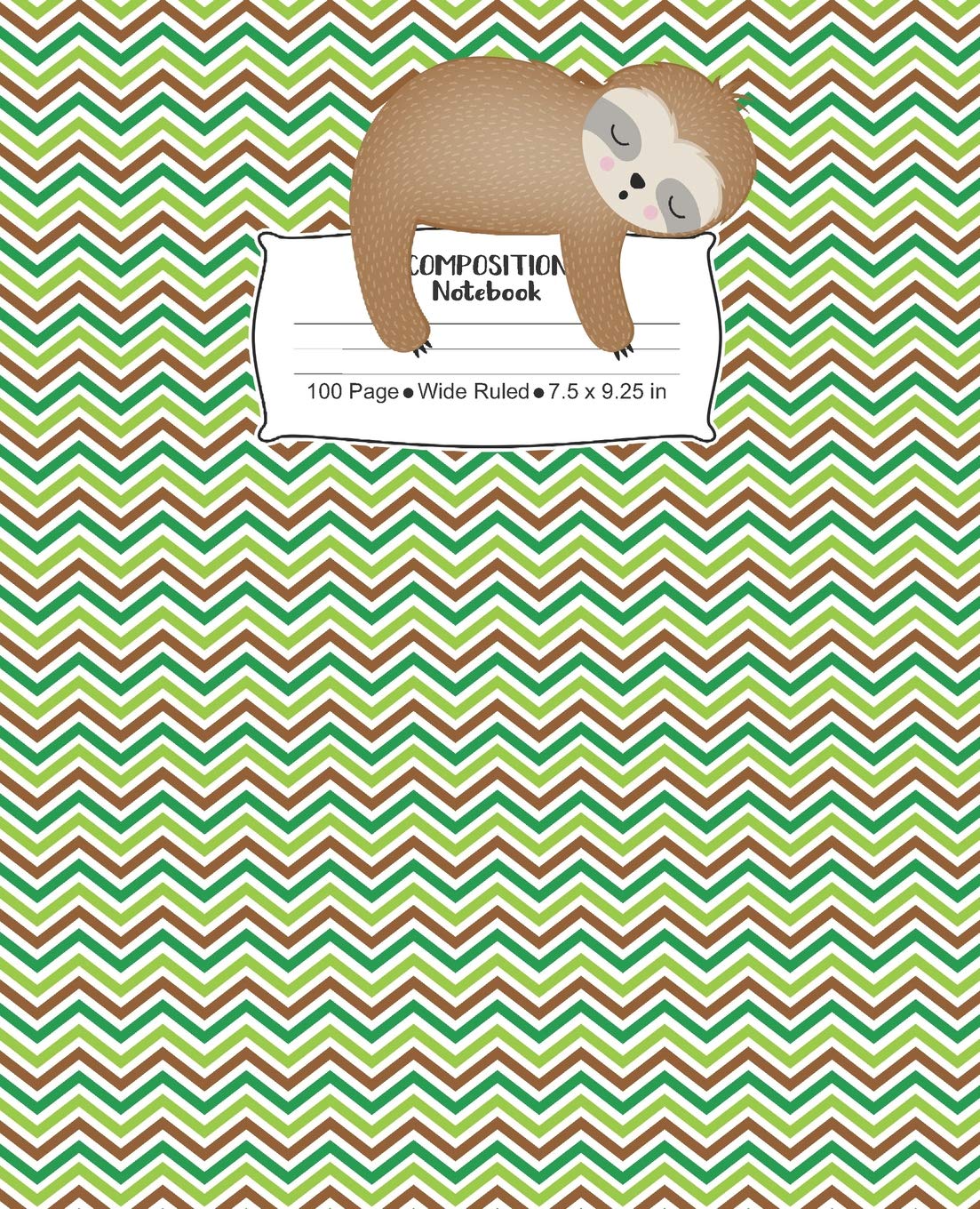 Composition Notebook: Sloth Themed Wide Ruled Writing Book