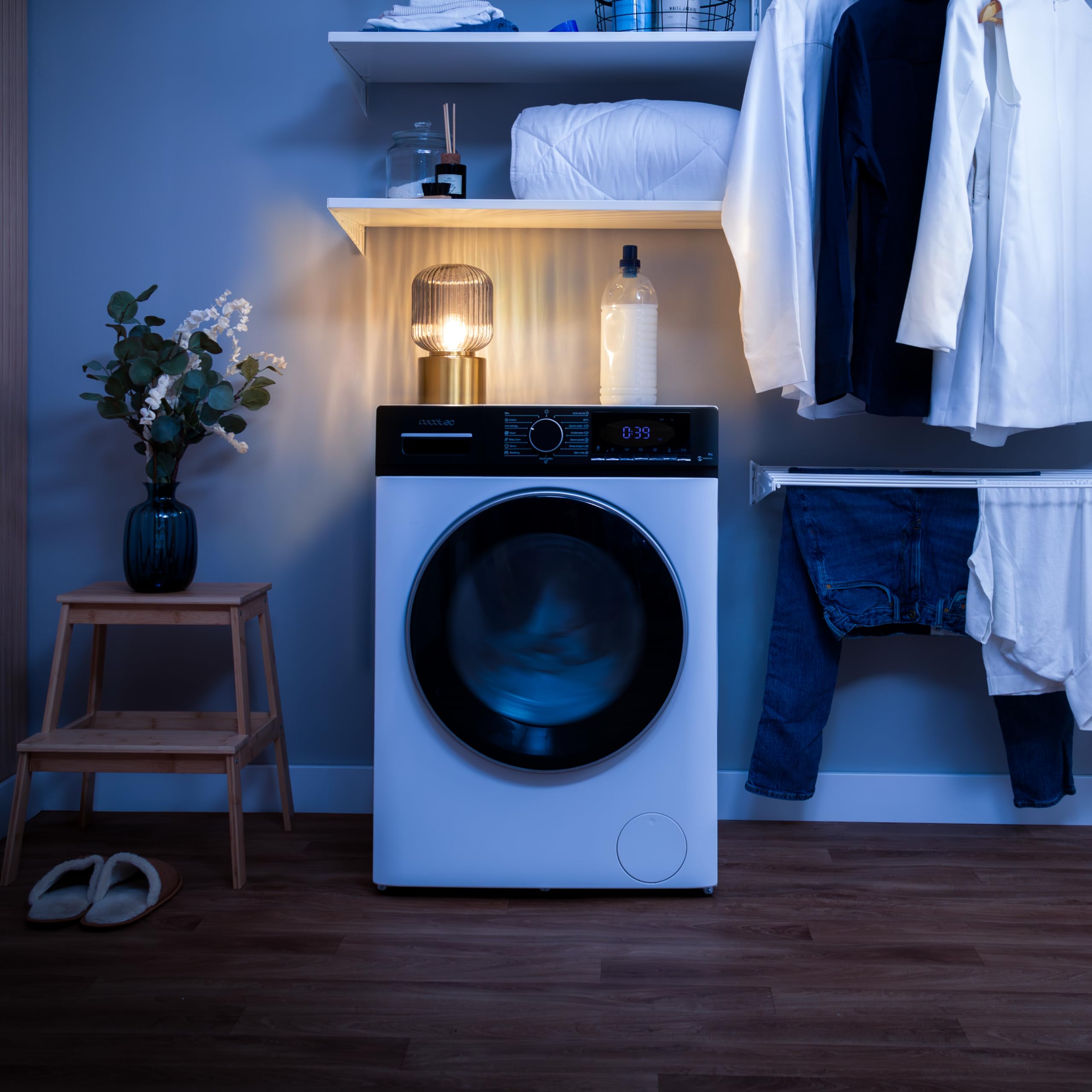 Cecotec Pralka ładująca z przodu 10 kg Bolero DressCode 10610 Inverter A. 1400 obr./min, Steam Max, silnik inwerterowy Plus, 15 programów, OnSmart, Smooth Wash, Stop & Go, antybakteryjna gumka, Czysty