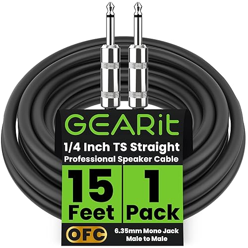 Miniatura 9 de GEARit Cable de altavoz profesional (50 pies), cobre puro de 12 AWG, de 14 de pulgada a 14 de pulgada, TS recto macho a macho para amplificador,