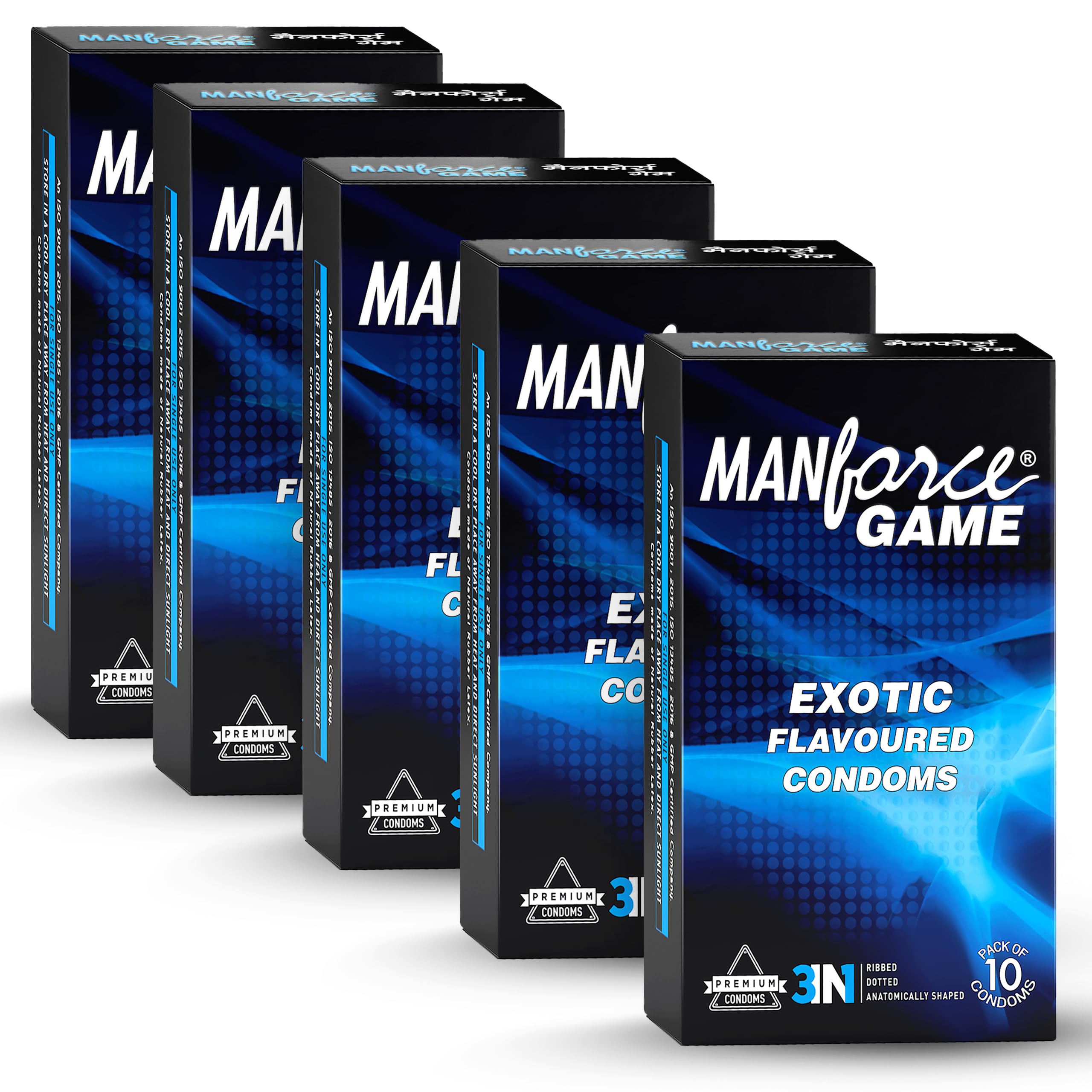 Manforce Game Exotic Flavoured Condoms | 50 pcs | Ribbed, Dotted & Anatomically Shaped Condoms | For Enhanced Pleasure of Both | India’s No. 1* Condom Brand for Safe Sex