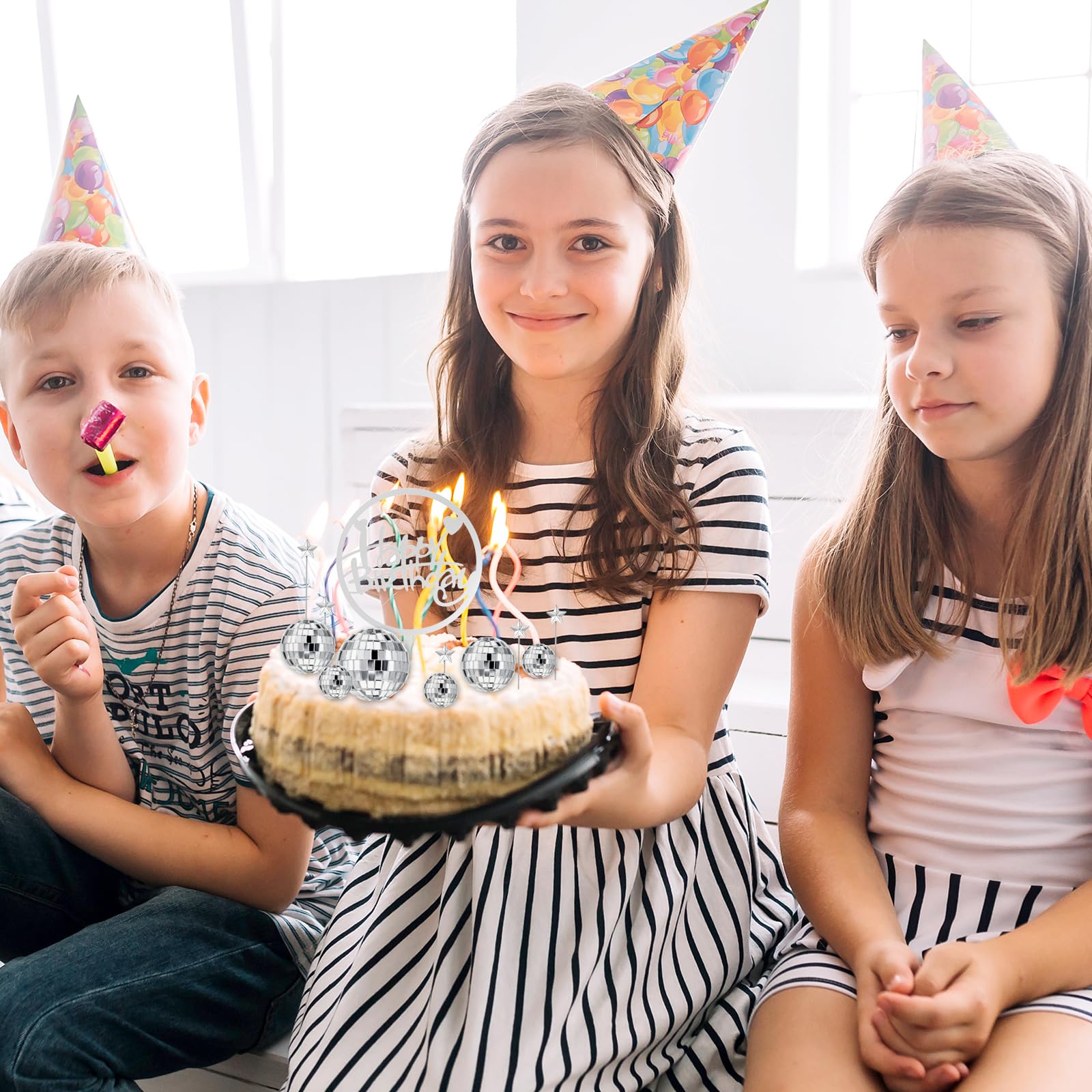 30 Stück Discokugel-Kuchenaufsätze – Mini-Discokugeln Mit Bambusstäbchen Für Disco-Party-Deko