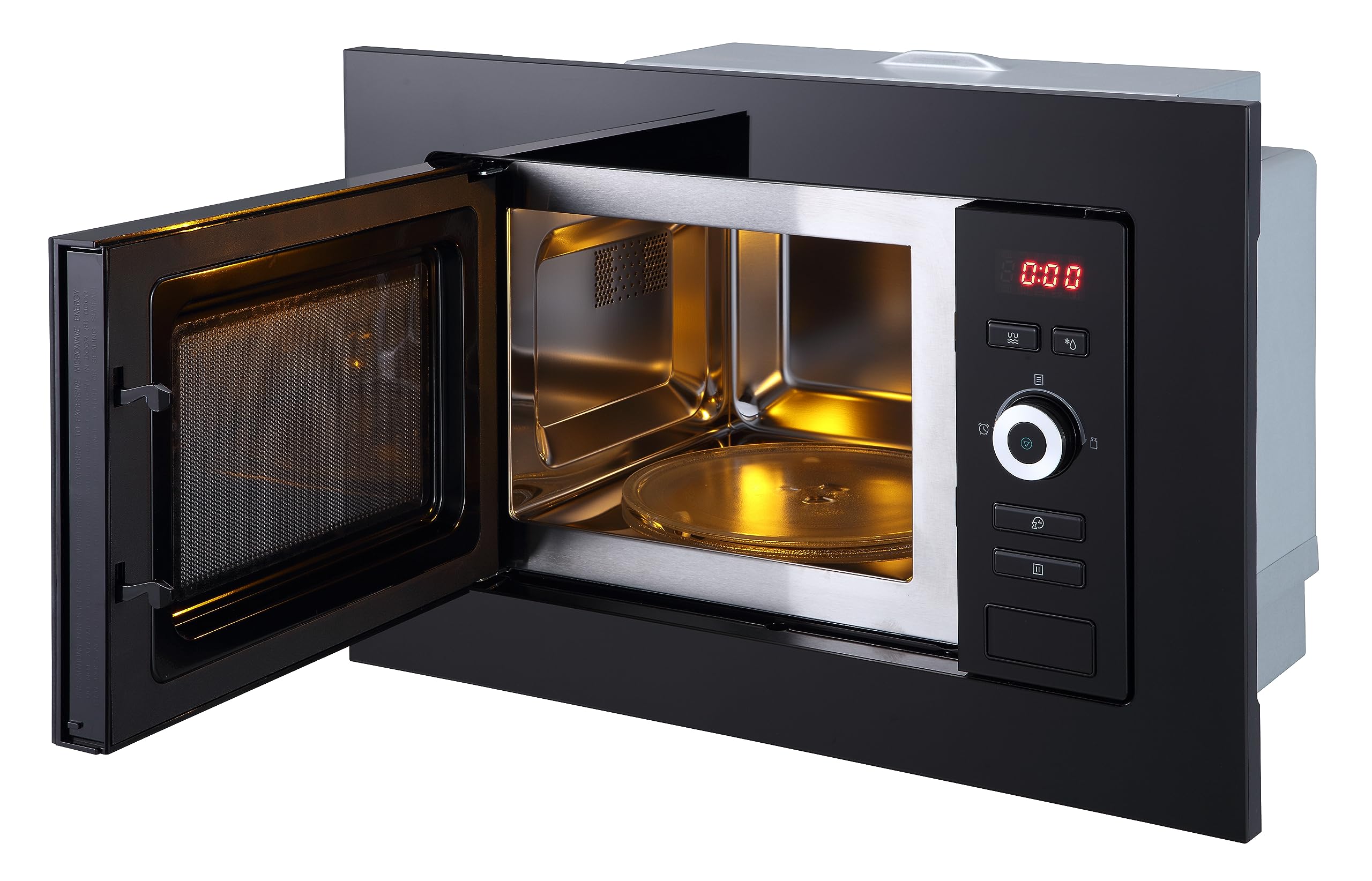 Respekta Einbau-Mikrowelle MW800G / 20 L Mikrowellengerät mit Grill/Mikrowelle 800 W/Grill 1000 W / 5 Leistungsstufen/Digitaltimer / 38,8 x 59,5 x 34,4 cm Gerätmaße (H x B x T)