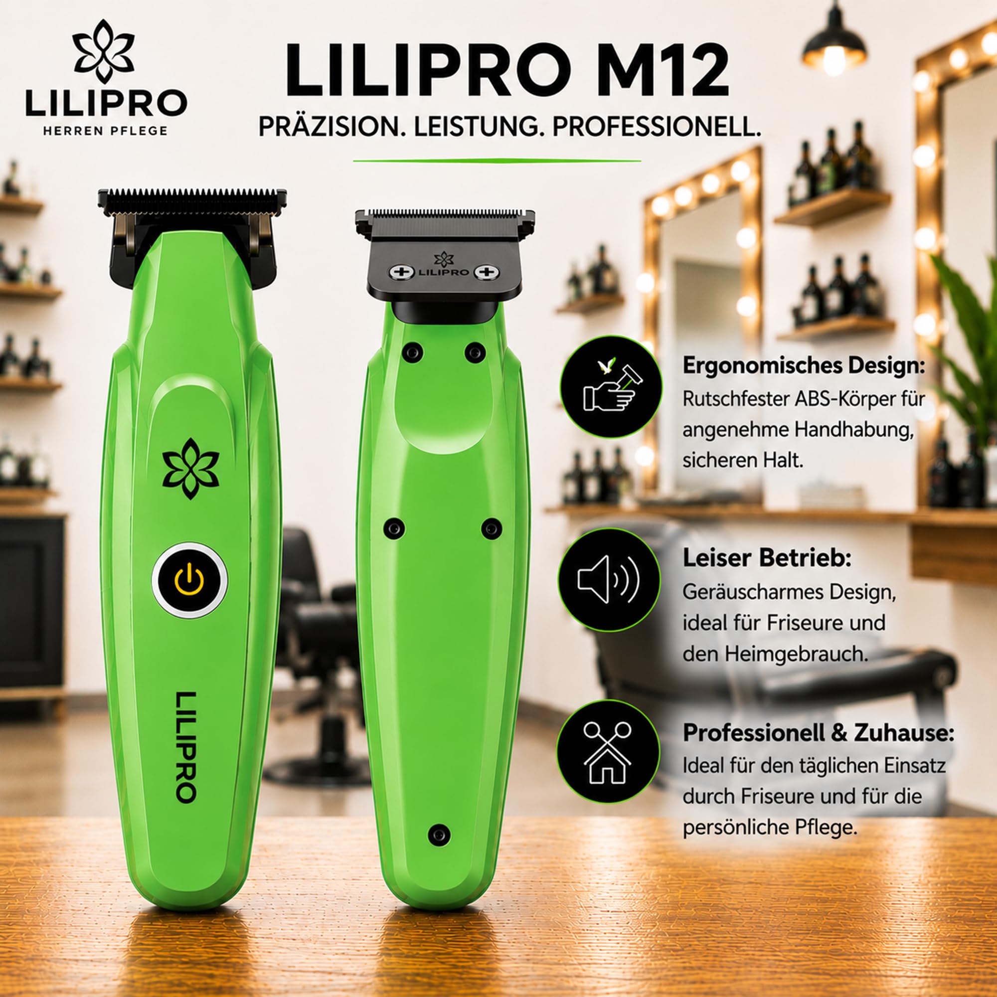 M12 Tagliacapelli Professionale Uomo e Regolabarba | Trimmer Professionale Capelli e Barba con Lama T DLC Zero Gap, 7500+ RPM, Ricarica USB-C, Batteria 2000 mAh, Silenzioso e Preciso