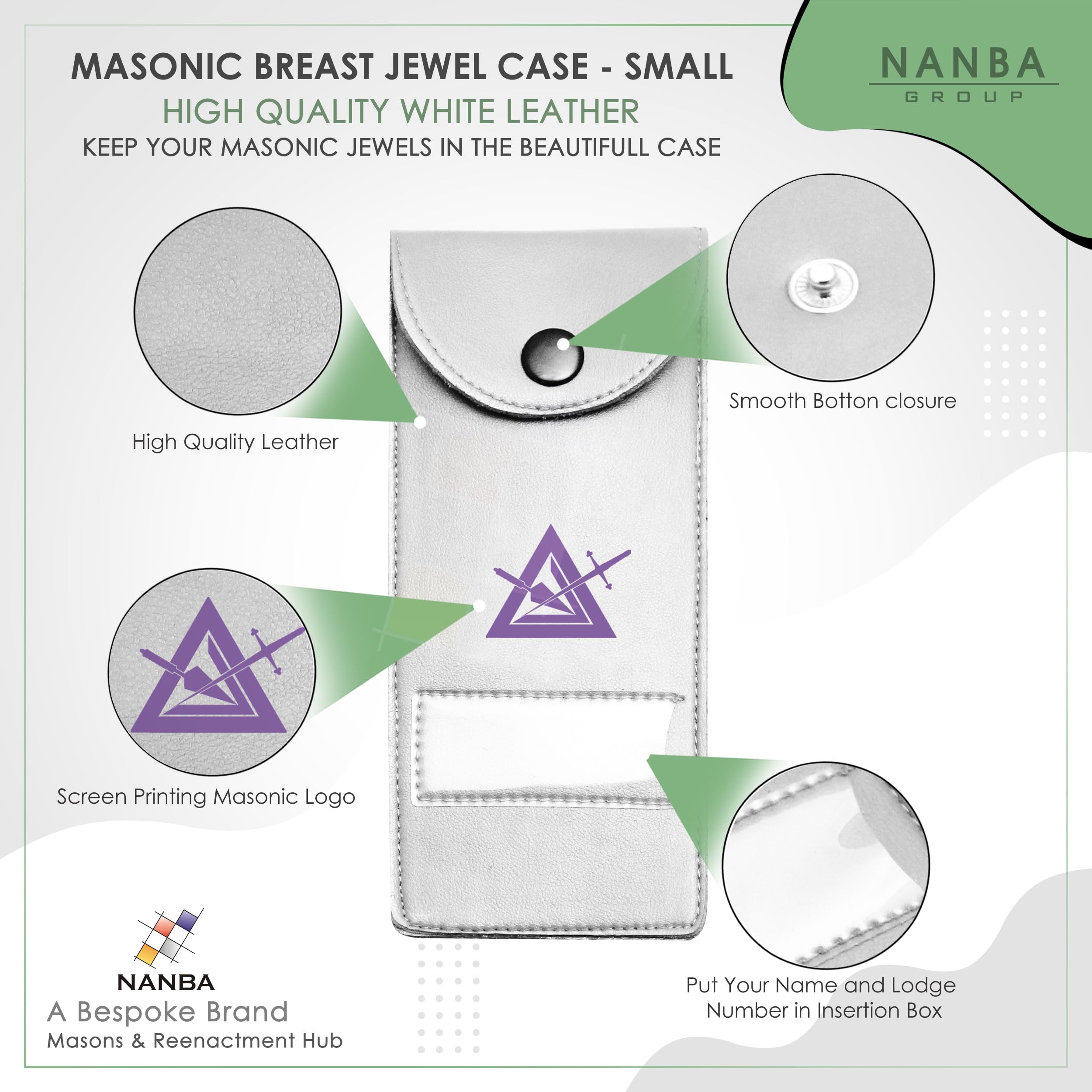 Masonic Regalia Pocket Jewel Holder Case Leather Carry Wallet - Freemason Jewels, Pins & Badges Holder - TOSL Purple