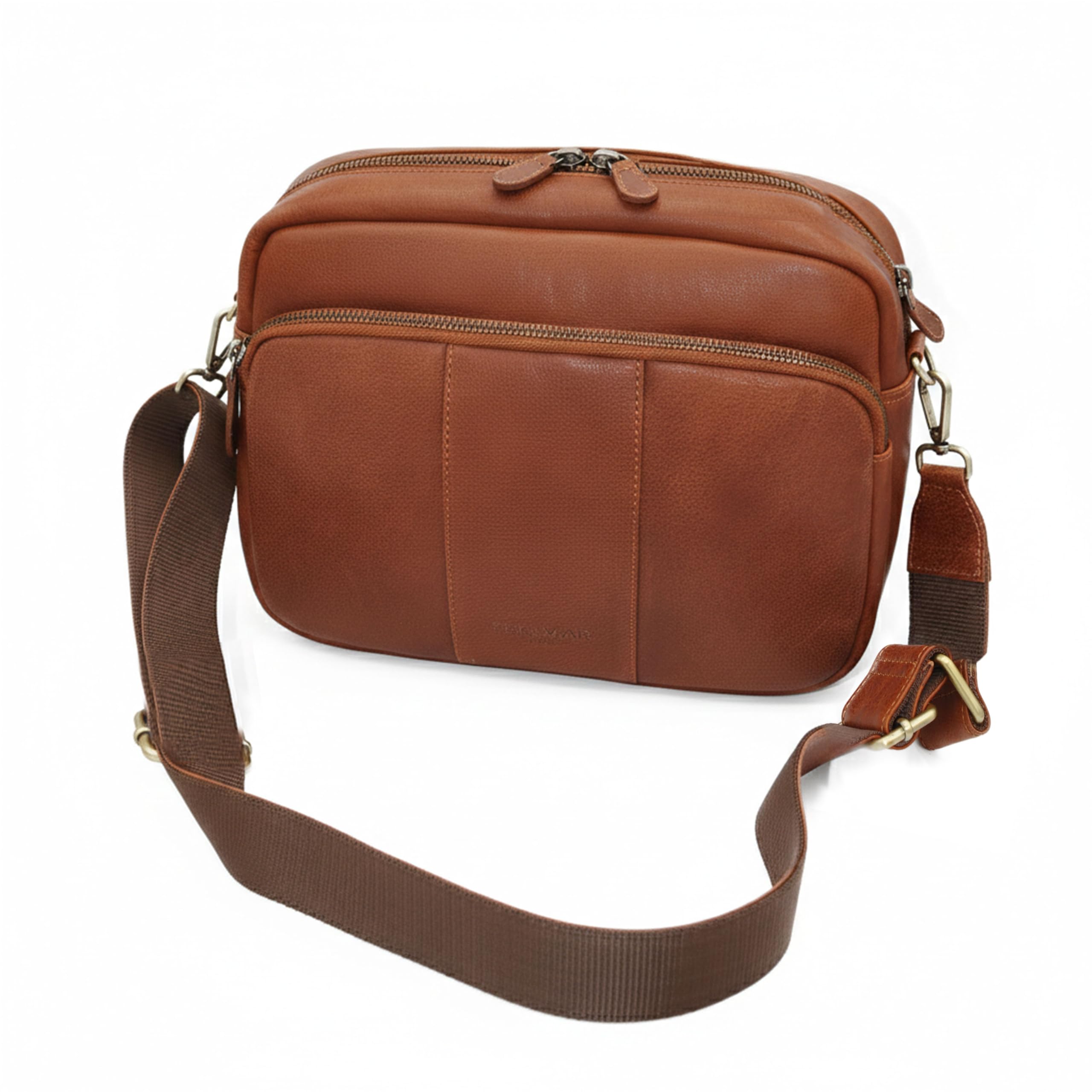 Zerimar | Bandolera cuero autentica para Mujer | Mujer Bandolera piel natural con múltiples compartimentos | Ideal para uso diario, viajes o trabajo | 20X26X9cm