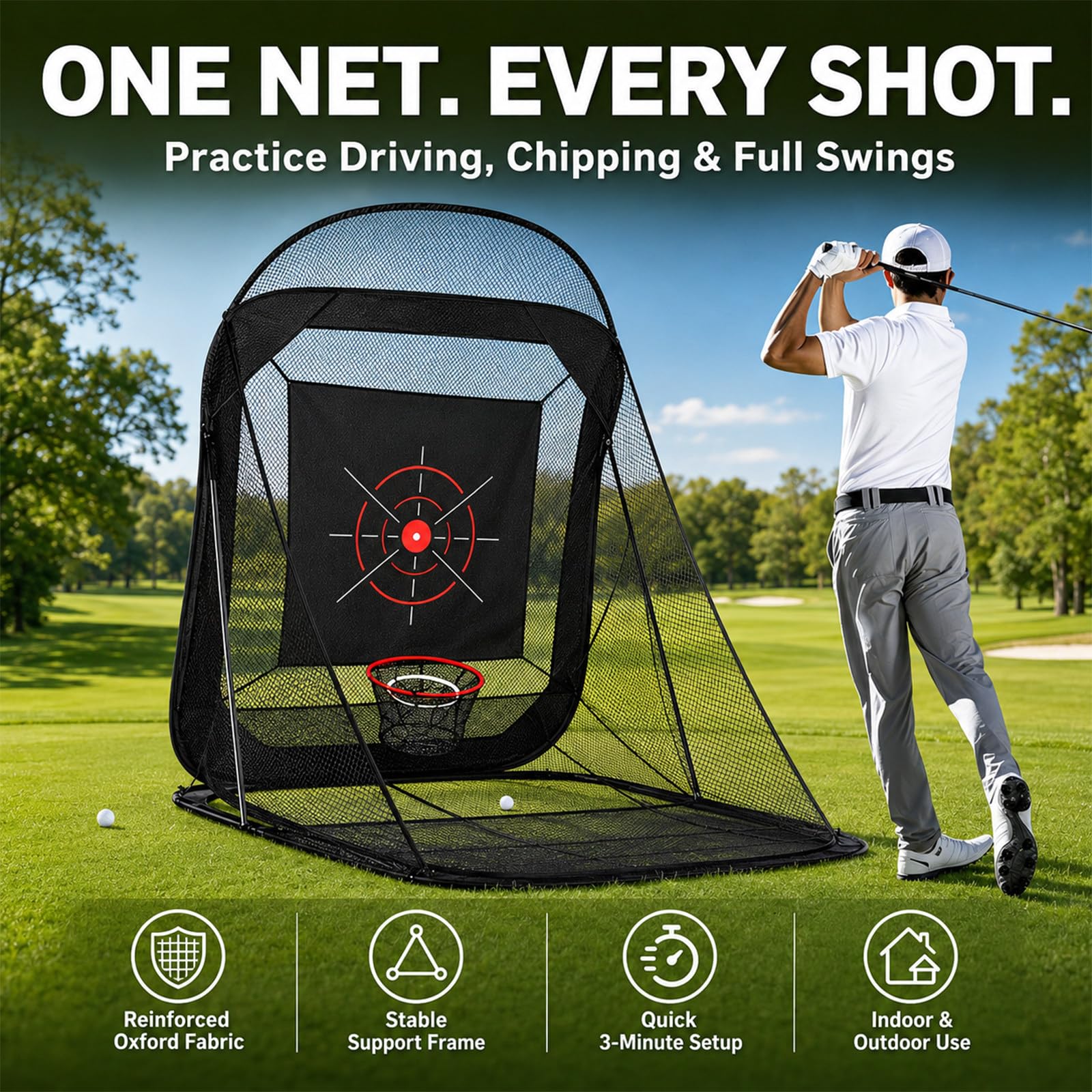 Rete Pratica da Golf con Ritorno Automatico, Interni ed Esterni