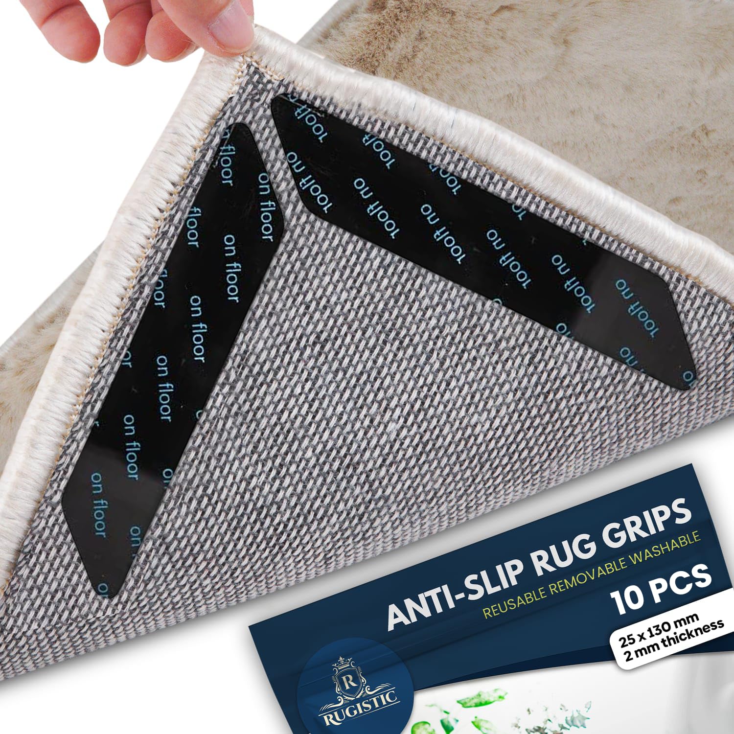 Lot de 10 pinces lavables et réutilisables pour tapis stratifiés, sols en bois dur, adaptés pour marbre, parquets et pour tous les types et tailles de tapis