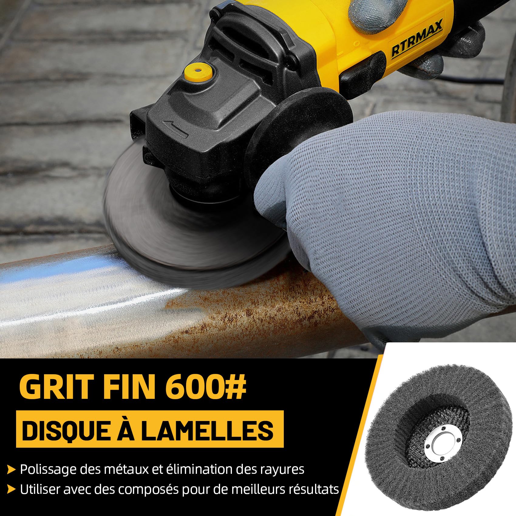 SI FANG 12.5 x 2.2 cm Disque de Ponçage à Lamelles en Fibre de Nylon, Lot de 6 Grit 600 Roue de Polissage pour Meuleuse d'angle, Pour le nettoyage, Pour le nettoyage et le polissage