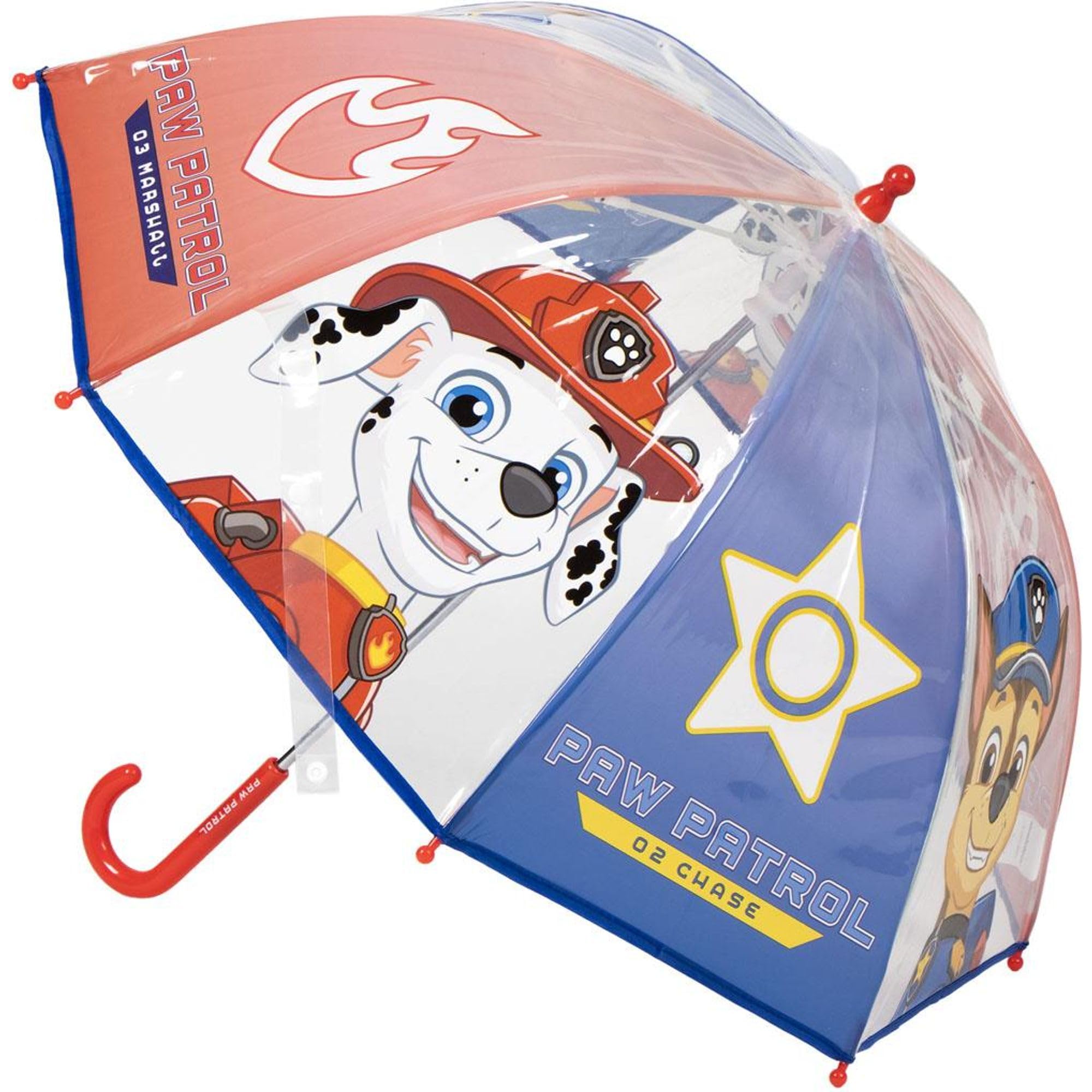 Paw Patrol Poe Bubble Manual Umbrella, Clear Kids Umbrella with Paw Patrol Design, Safe Manual Open and Full Protection Dome for Kids Chase and Skye Fans, Paw