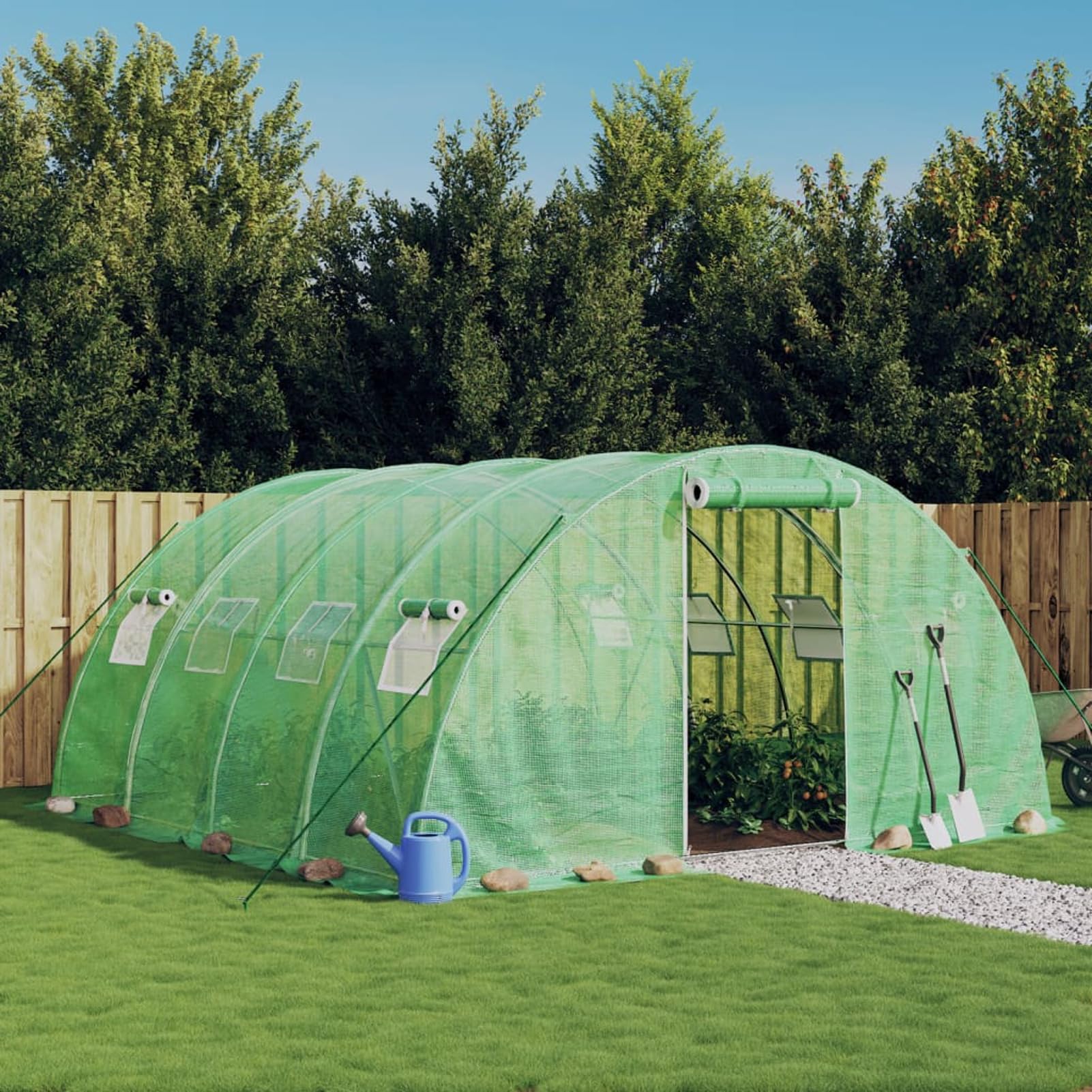 Serre de jardin avec cadre en acier de 16 m² pour protéger vos plantations du vent
