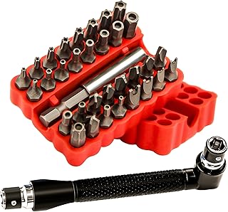 34pcs Security Bit Set 1/4 Inch Hex Shank Screwdriver Bit Set,Tamper Proof Bits-Torx+Hex+Tri Wing+Star+Spanner for Torx Se...