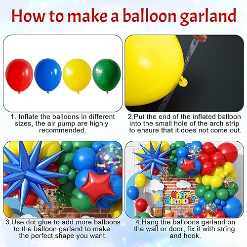Miniatura 7 de Kit de arco de globos rojo, amarillo, verde, azul, 123 piezas, guirnalda de globos de arco iris con globo de papel de aluminio, globos coloridos de