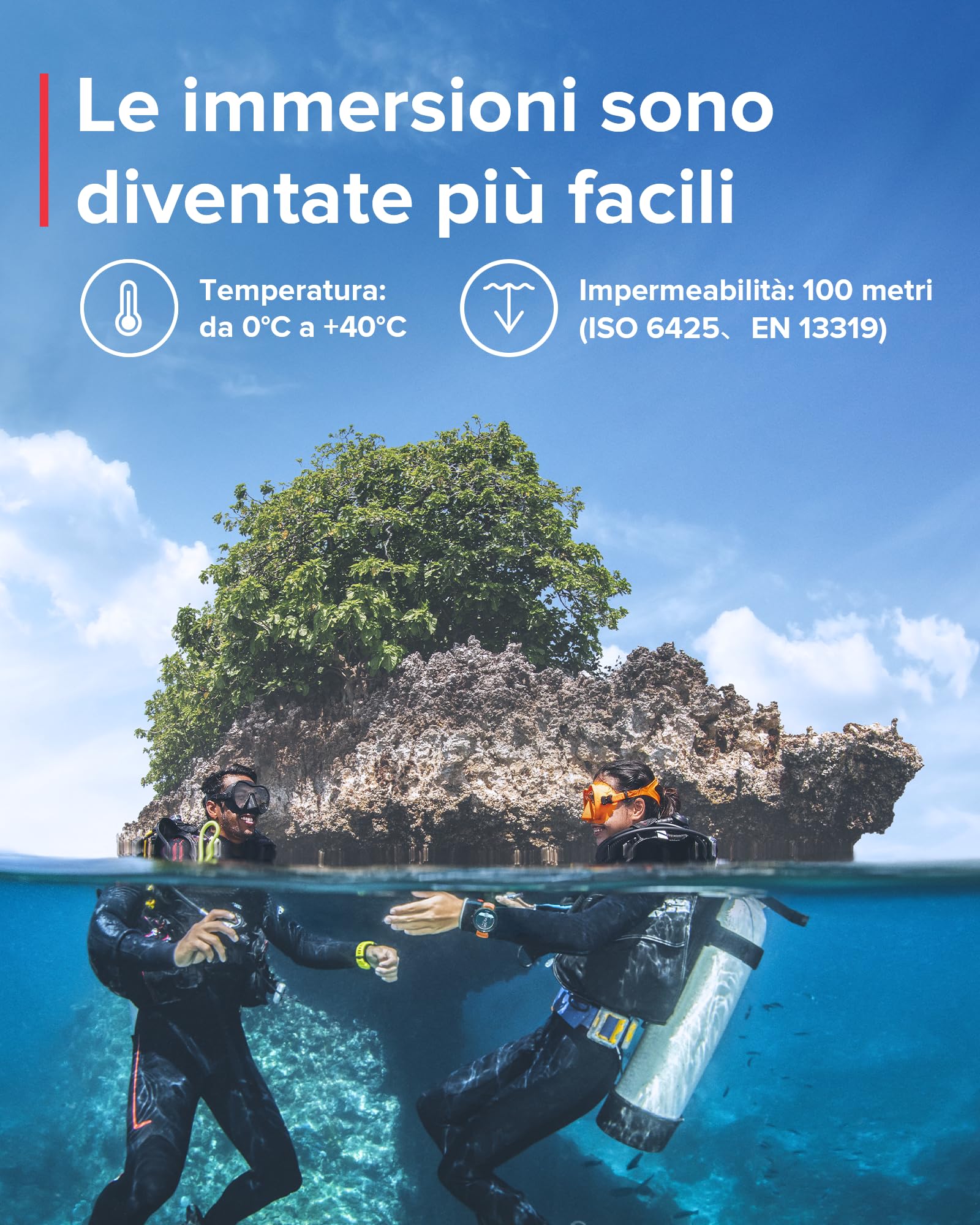 SUUNTO Dive D5 Orologio Subacqueo Digitale, Display Colori, Impermeabile 100 m, Computer Subacquei con Funzioni di Sveglia, Cronometro, Meteo, Bussola, Durata della Batteria 12 Ore in Modalità Scuba