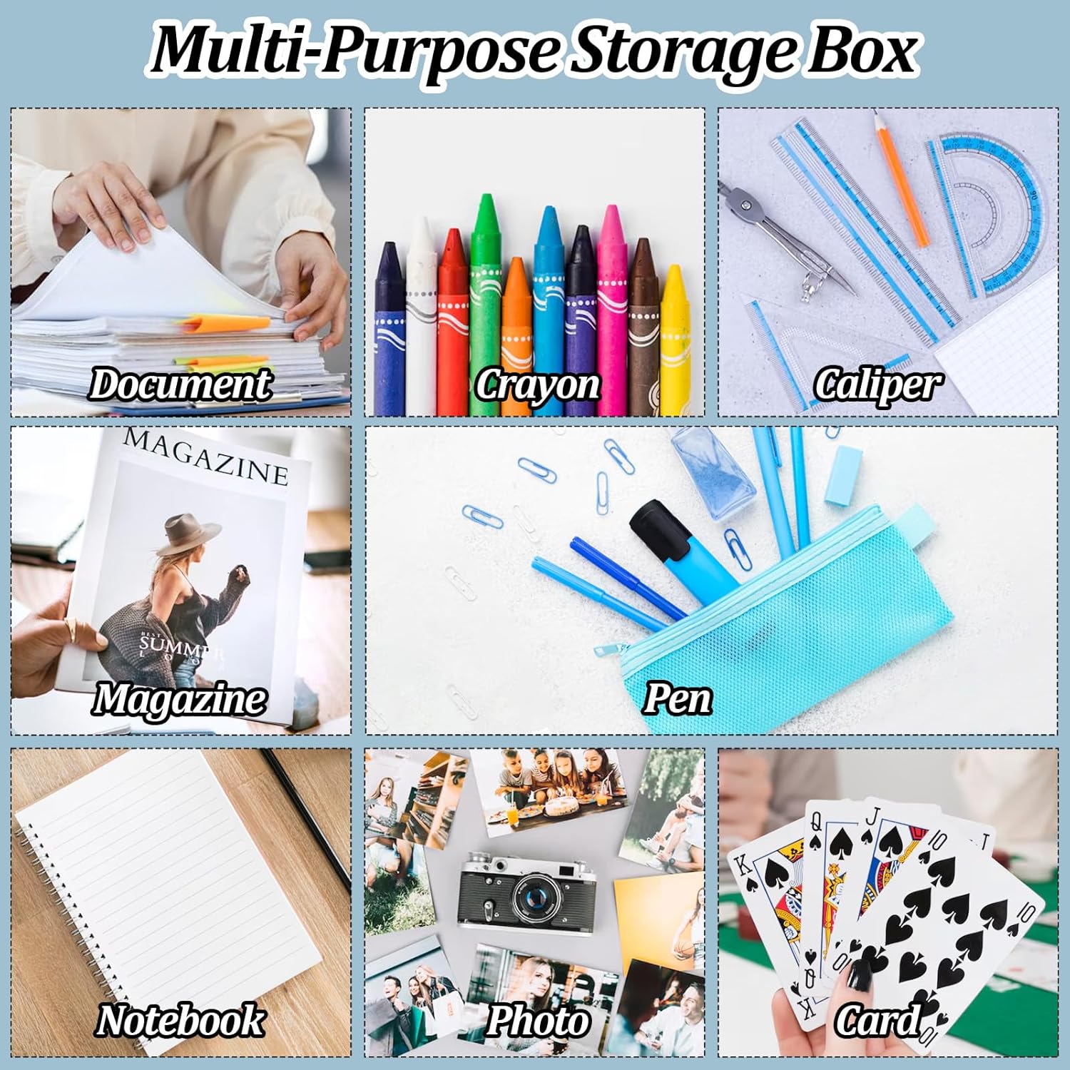 6 Pcs Clear A4 File Box Document Plastic Storage Box Paper Plastic Case Board Game Storage Containers Magazine Protector File Holder with Buckle (Colorful,12.4 x 9.65 x 1.18 Inches)
