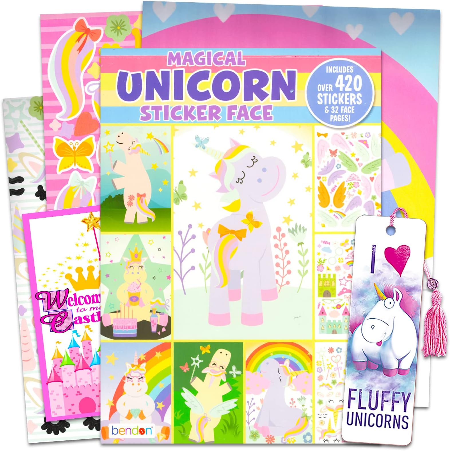 Make a Face Unicorn Sticker Books for Girls, Kids, Toddlers - Bundle with Unicorn Sticker Books with 32 Pages and 420+ Stickers Featuring Magical Unicorns, More | Sticker Face Activity Set
