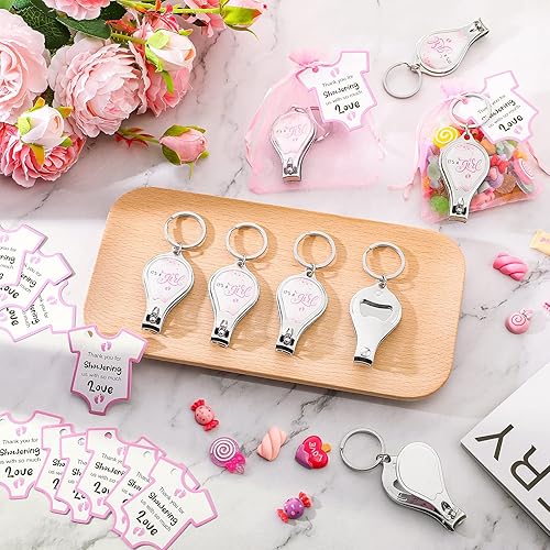 Miniatura 4 de Wesiti Baby Shower Favors for Guests 36 Baby Keychain with Nail Clipper and Bottle Opener 36 Thank You Cards and Gift Bags