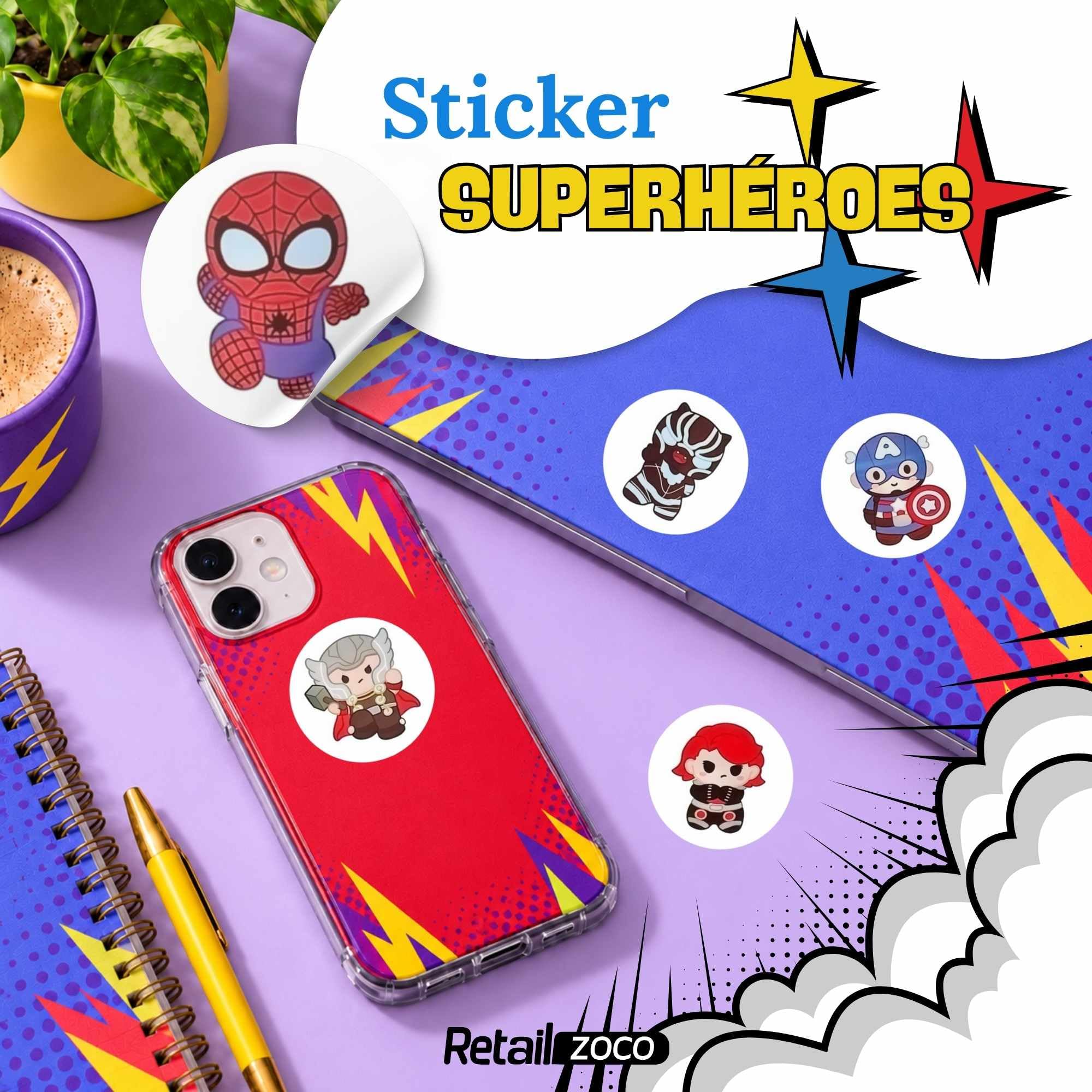Pegatinas de Comics y Superheroes para Niños, superhero stickers, 1 Unidad - imagen 6