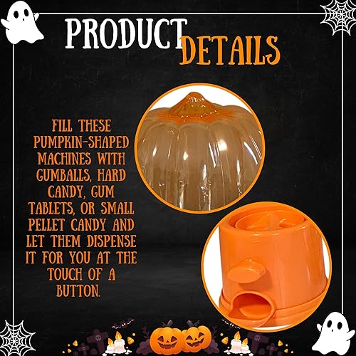 Miniatura 4 de A1U - Dispensador de dulces de plástico en forma de calabaza de Halloween y maíz de caramelo con adornos de calabaza, regalo de fiesta temática