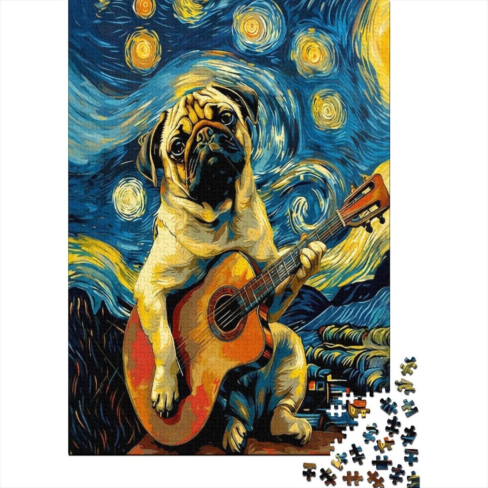 1000pc Jigsaw Puzzle For Adults Dog Guitar Night Challenging