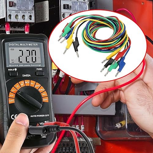 Miniatura 16 de Sumnacon Juego de 5 cables de prueba de enchufe de plátano a plátano, cable de prueba apilable de 0.157 in para multímetro, cable de prueba
