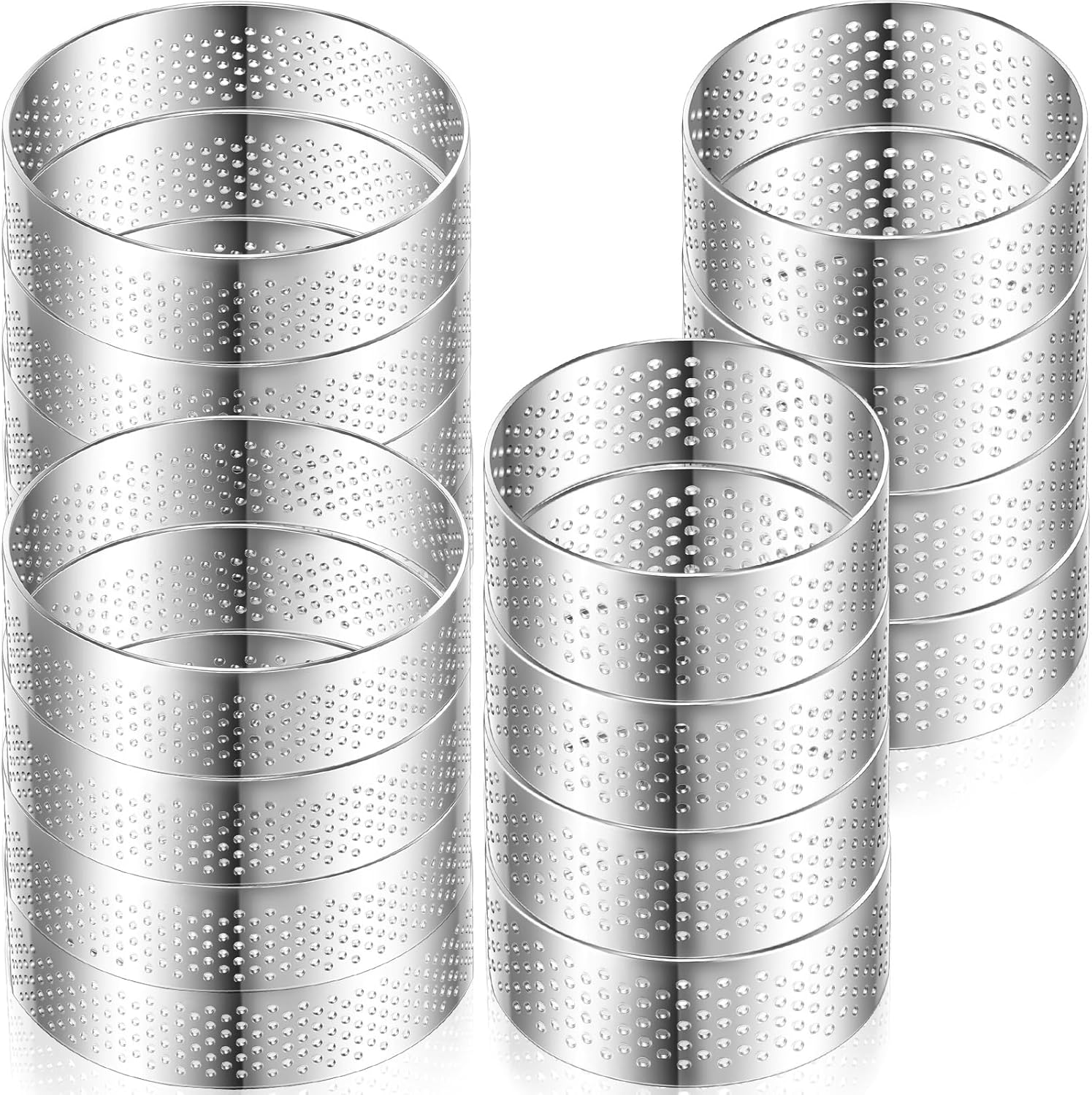 Mumufy 20 Pcs Perforated Tart Rings Round Tart Ring