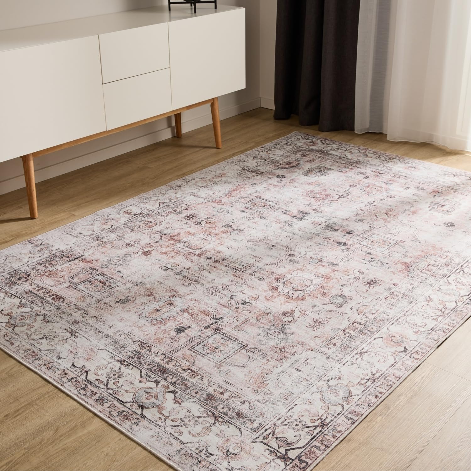 benuta Basic Tappeto Salotto George - Crema/Talpa 160x230 cm - Lavabile - Fibra sintetica - Rettangolare & Stile: Vintage - Per camere da letto, sale da pranzo, soggiorni - facile da pulire