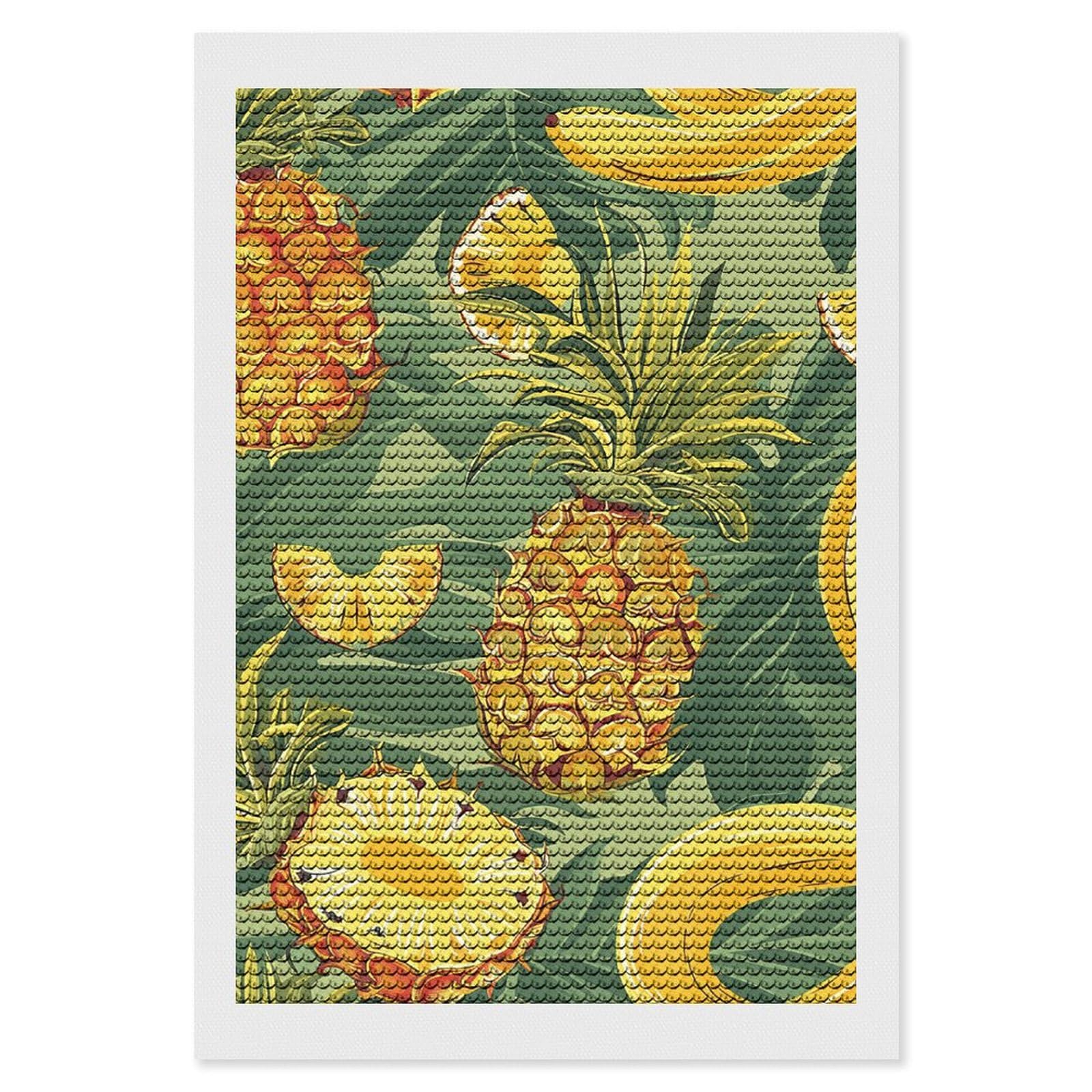 NONHAI Diamond Painting Kits for Adults - DIY Diamond Art Kits for Beginners - Full 5D Paint Drill Diamond Dots Paintings- Pineapple and Banana Diamonds Pictures Gem Art and Craft Wall Decor 8"x12"