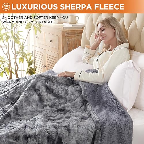 Miniatura 5 de Westinghouse Manta eléctrica tamaño matrimonial, manta térmica de piel sintética con 10 niveles de calefacción y apagado automático de 1 a 12 horas,