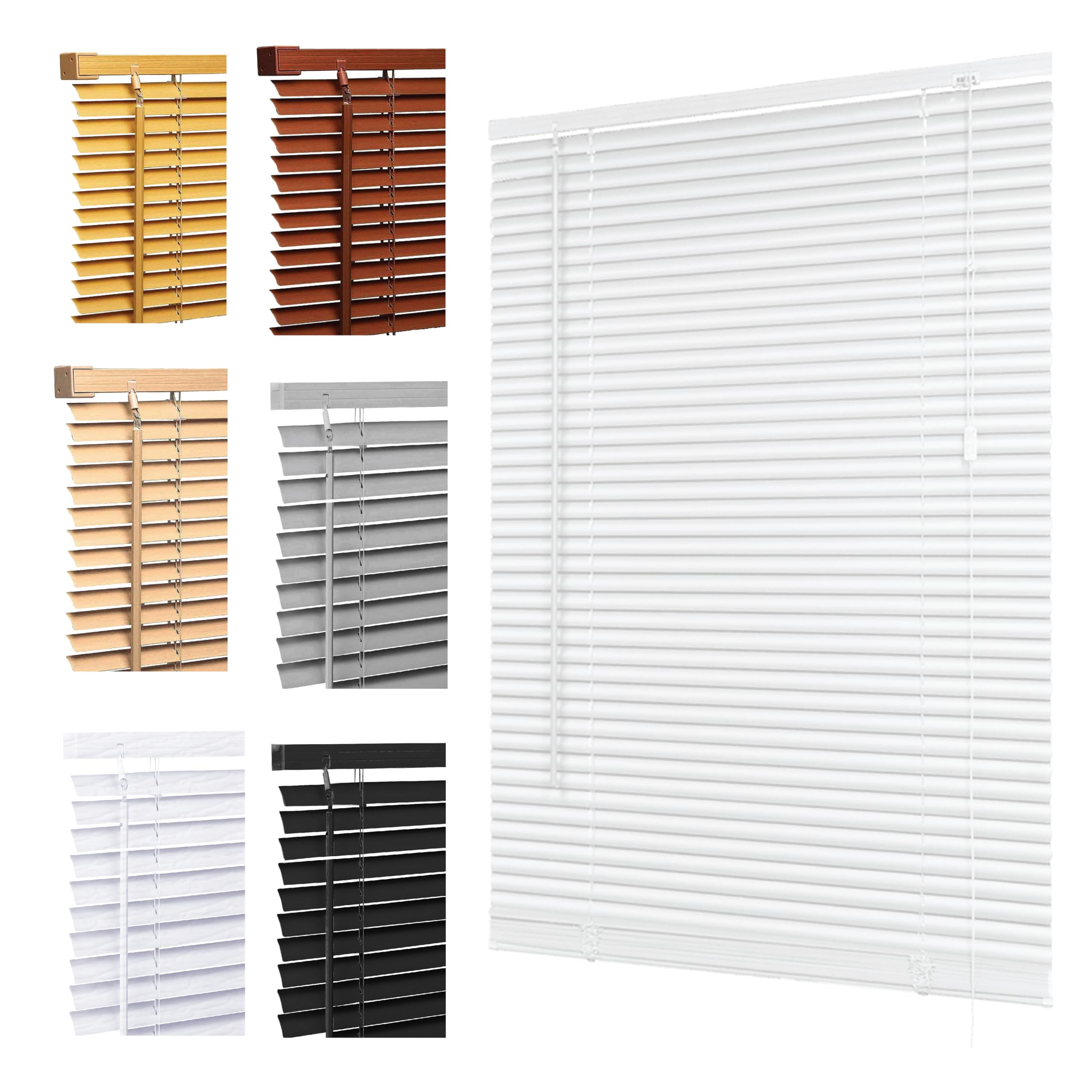 Ruby Deals Custom Made to Measure PVC Venetian Blinds Window 25mm Thin Slats Easy Fit Window Treatment Shutters Child Safe Home Office (White blinds W60 x 213Hcm)