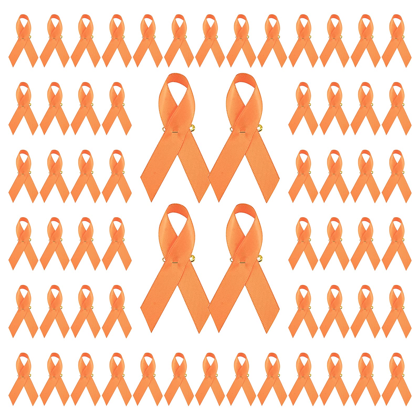WANDIC Polyester Ribbon Satin Pins, Cancer Awareness Ribbon Pins Hope Faith Awareness Brooch for Party Event Supplies Clothing Decoration, 7.5cm