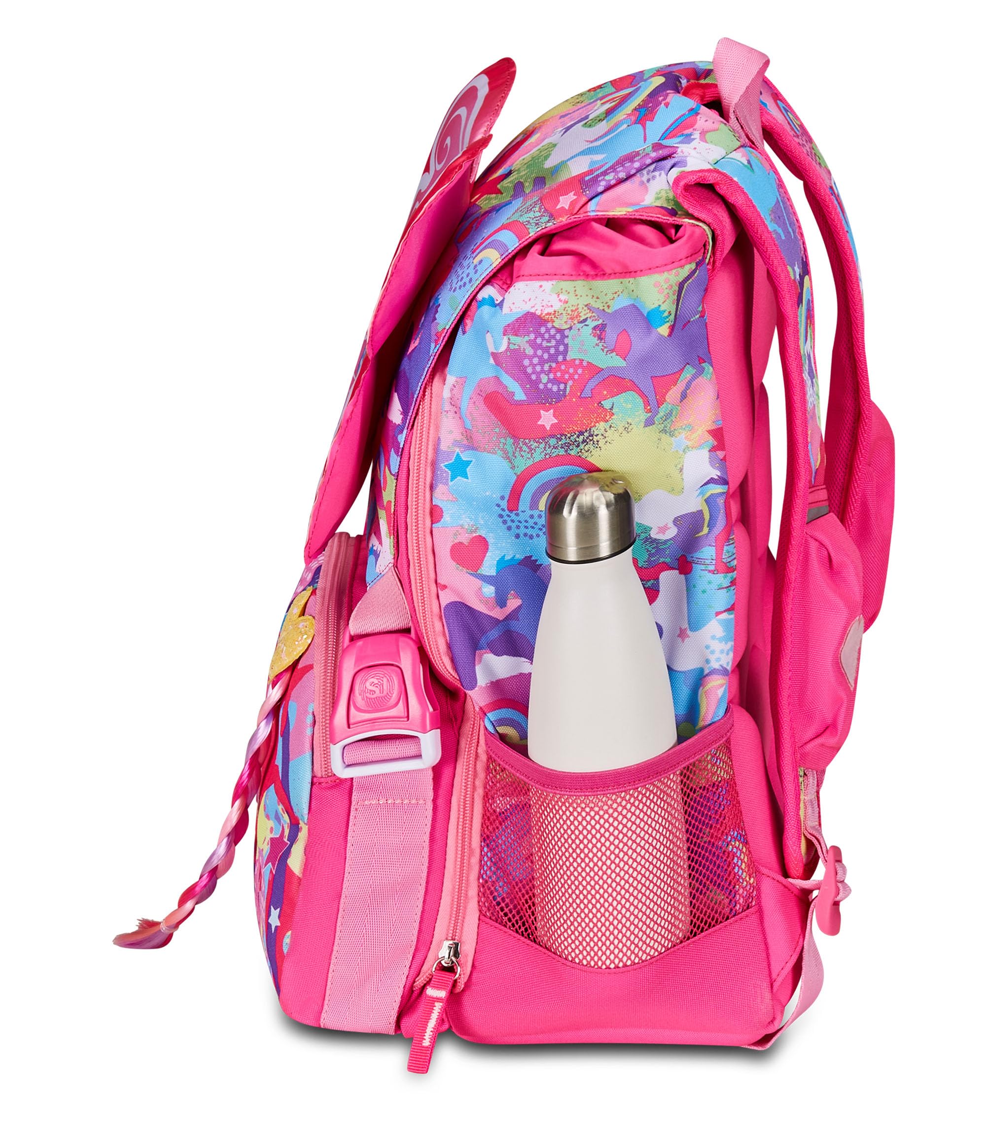 Seven SJ GANG STYLE JAM GANG Zaino Scuola Estensibile, Rosa, Unibraid, Zaino Doppio Scomparto Estensibile Tramite Zip Laterali, Tasca Porta Borraccia, Scuole Elementari e Medie, Bambina Ragazza
