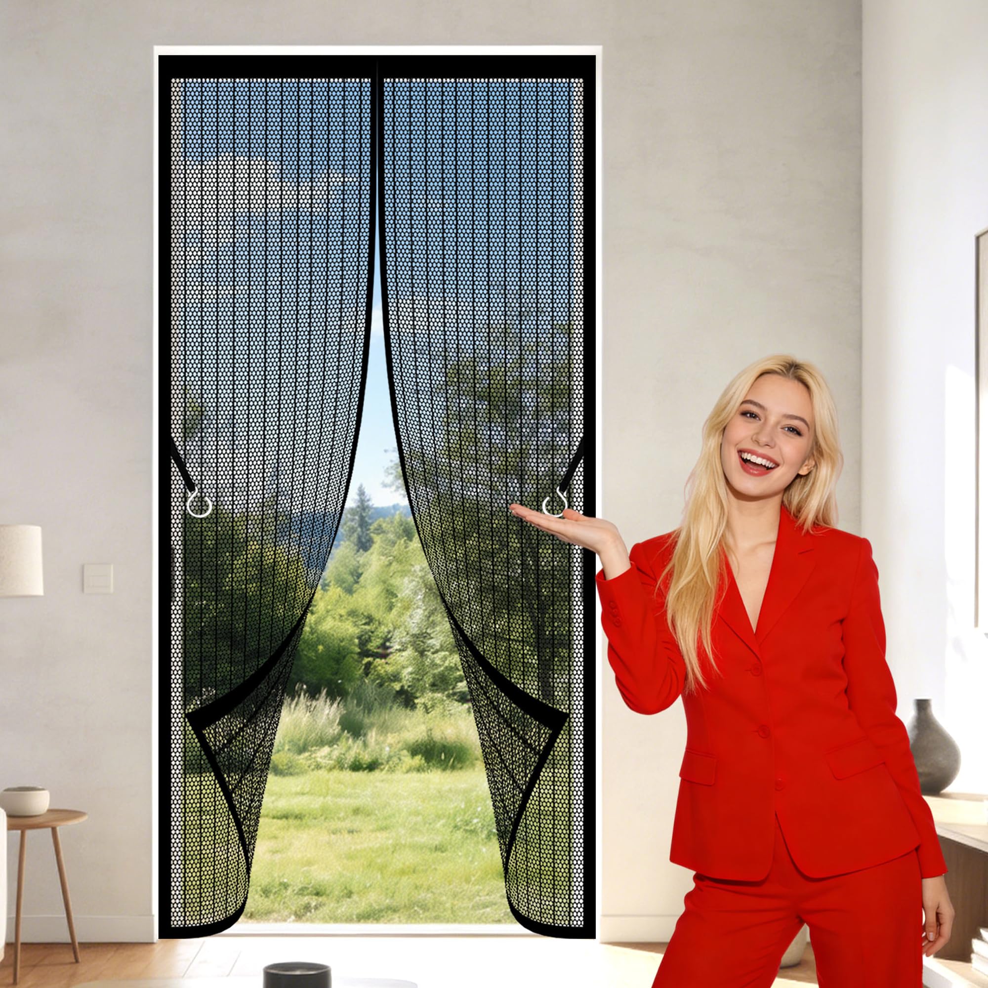 Zhiqxue Black Magnetic Screen Fly Doors 69 X 186 Cm Auto Close Insect Curtain Bug Mosquito Insects Screen Keep Bugs Out Lets Fresh Air For Home, Bedroom, Living Room, Kitchen, Patio,