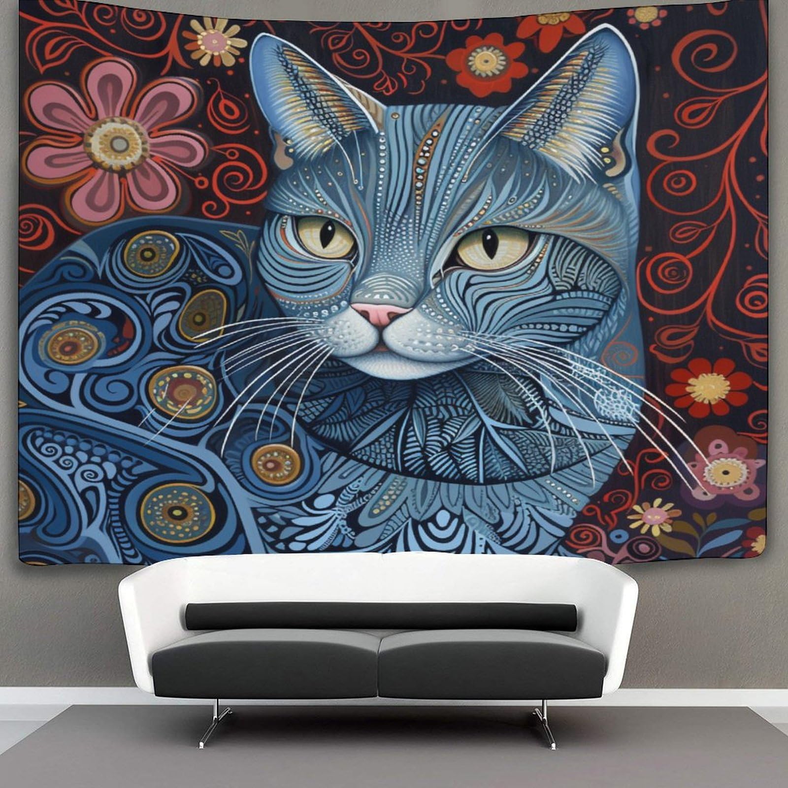 kaiyun Cute Cat Tapestry Wall Hanging,Cartoon Animals for Bedroom Decor Birthday Party Celebration Or Garden Backdrop 130cmx150cm