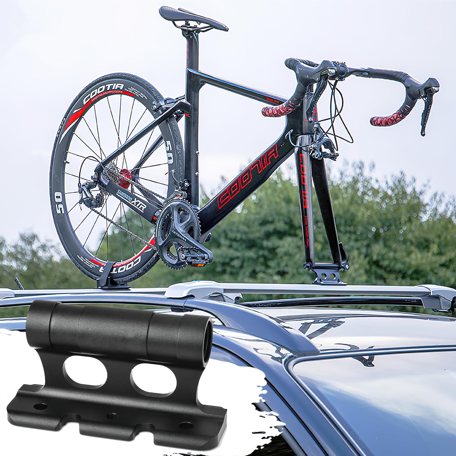 HENGBIRD 2 pezzi di supporto per forcella per bicicletta in lega di alluminio, supporto da tetto per bici da auto a bloccaggio rapido, supporto per forcella per bicicletta versatile per 5/12/15 x 100