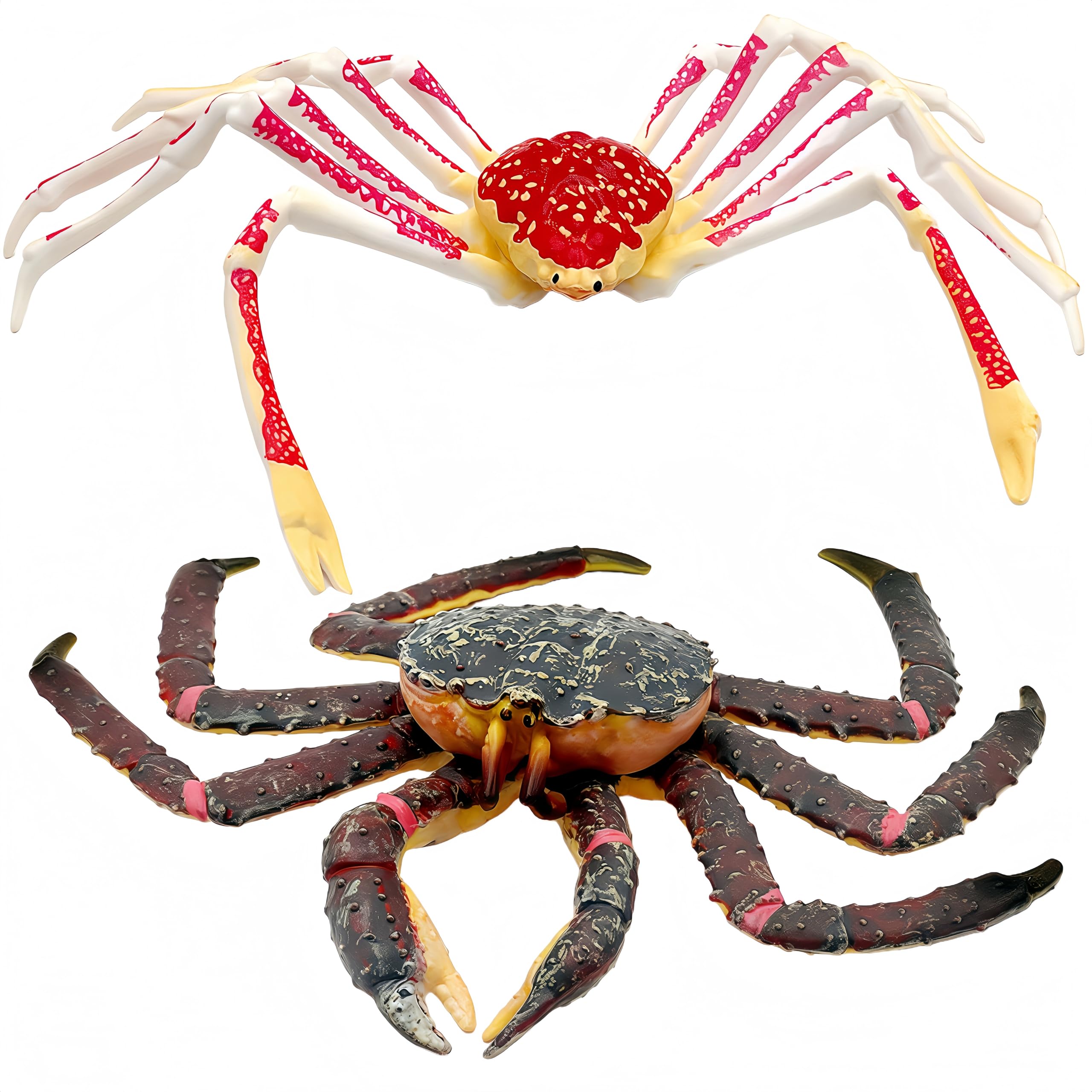 Gemini&Genius King Crab and Spider Crab Toys Set, Marine Animals Toys Sea Animal Action Figures Gift Great for Educational, Cake Topper, Swim, Bath