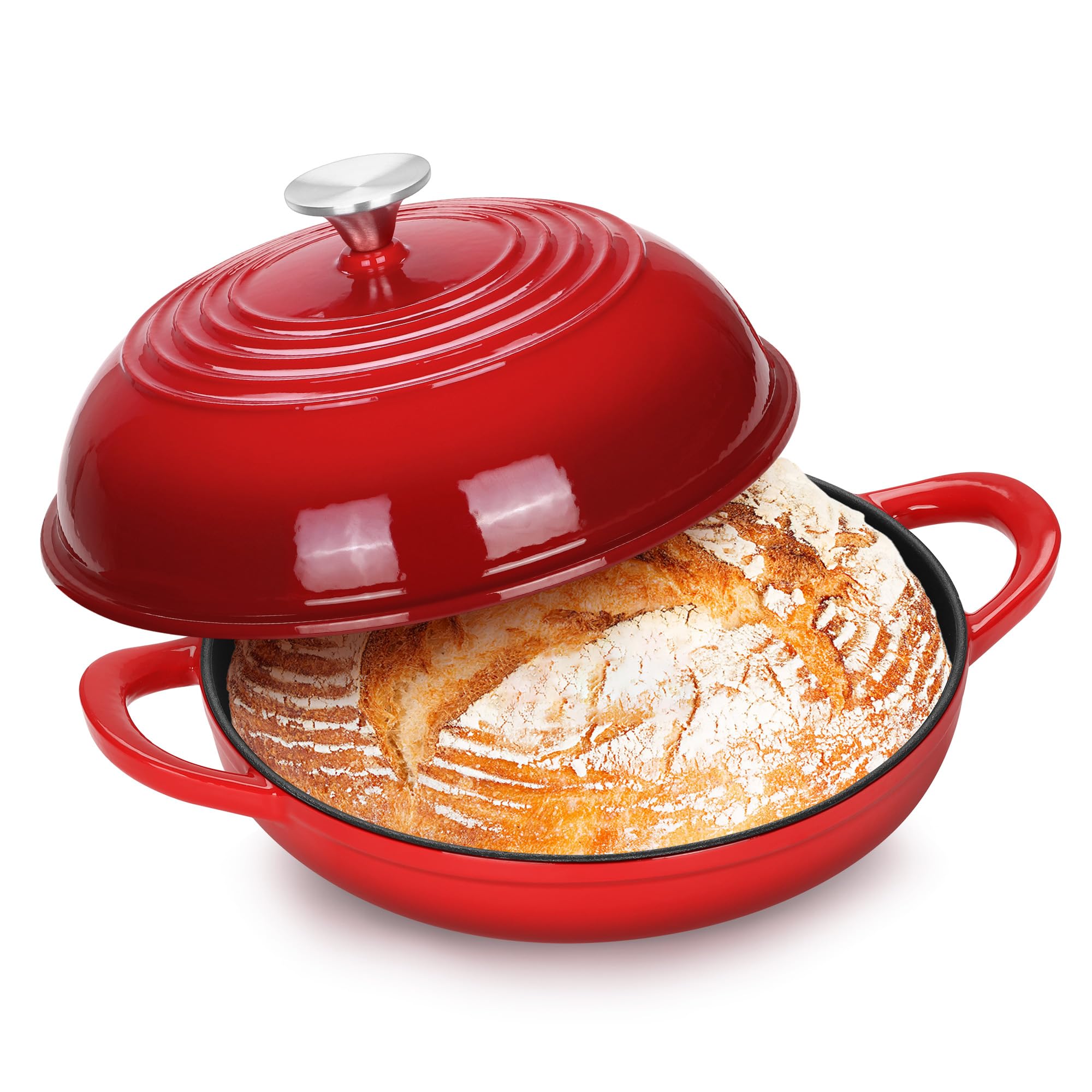 Pink Enameled Dutch Oven - Perfect for Bread! -8