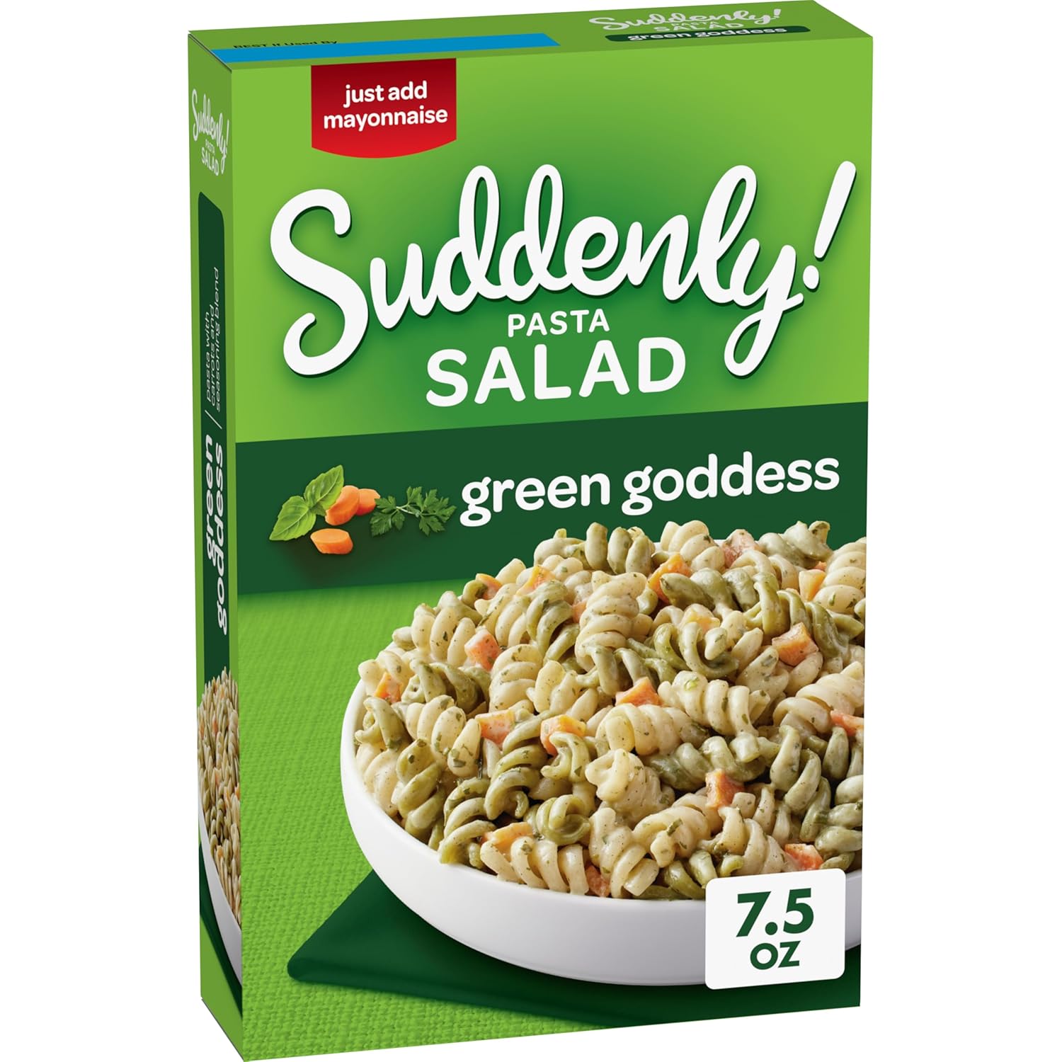 Suddenly Salad Green Goddess Pasta Salad, 7.5 Oz (12-Pack), Quick and Easy Dish, Carrots and Seasoning Blend, Just Add Mayonnaise, Dry Pasta Salad Kit