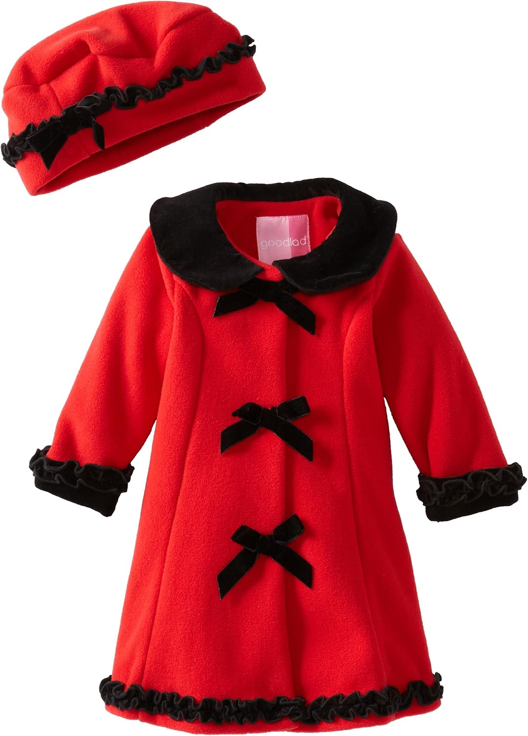 Good Lad Baby Girls' Fleece Coat with Velvet Trim Bow and
