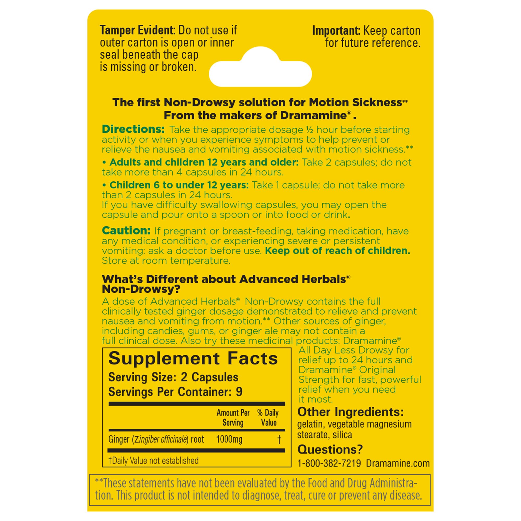 Advanced Herbals Non-Drowsy Motion Sickness Relief Ginger Capsules, 18 Ct — Amazon image 9