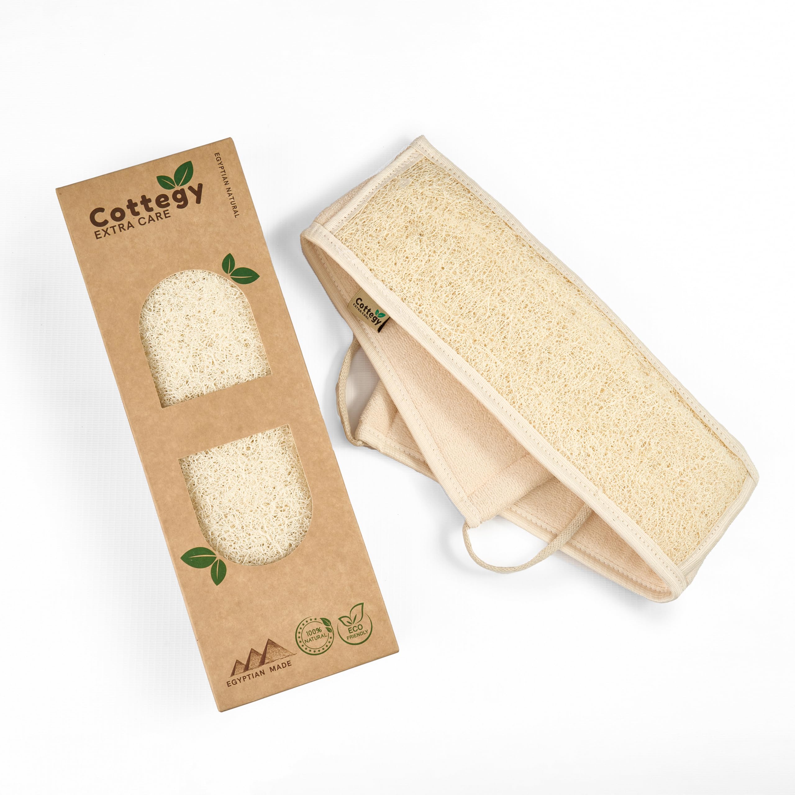 Cottegy Natural Egyptian Loofah Back Scrubbers for Use in Shower, Exfoliating Natural Loofah Back Scrubber for Shower for Men and Women to Clean Your