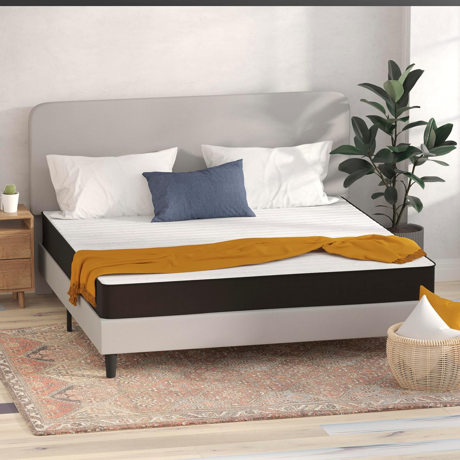 Flash Furniture Capri Comfortable Sleep 8 Inch CertiPUR-US Certified Spring Foam Hybrid Mattress, King Mattress in a Box