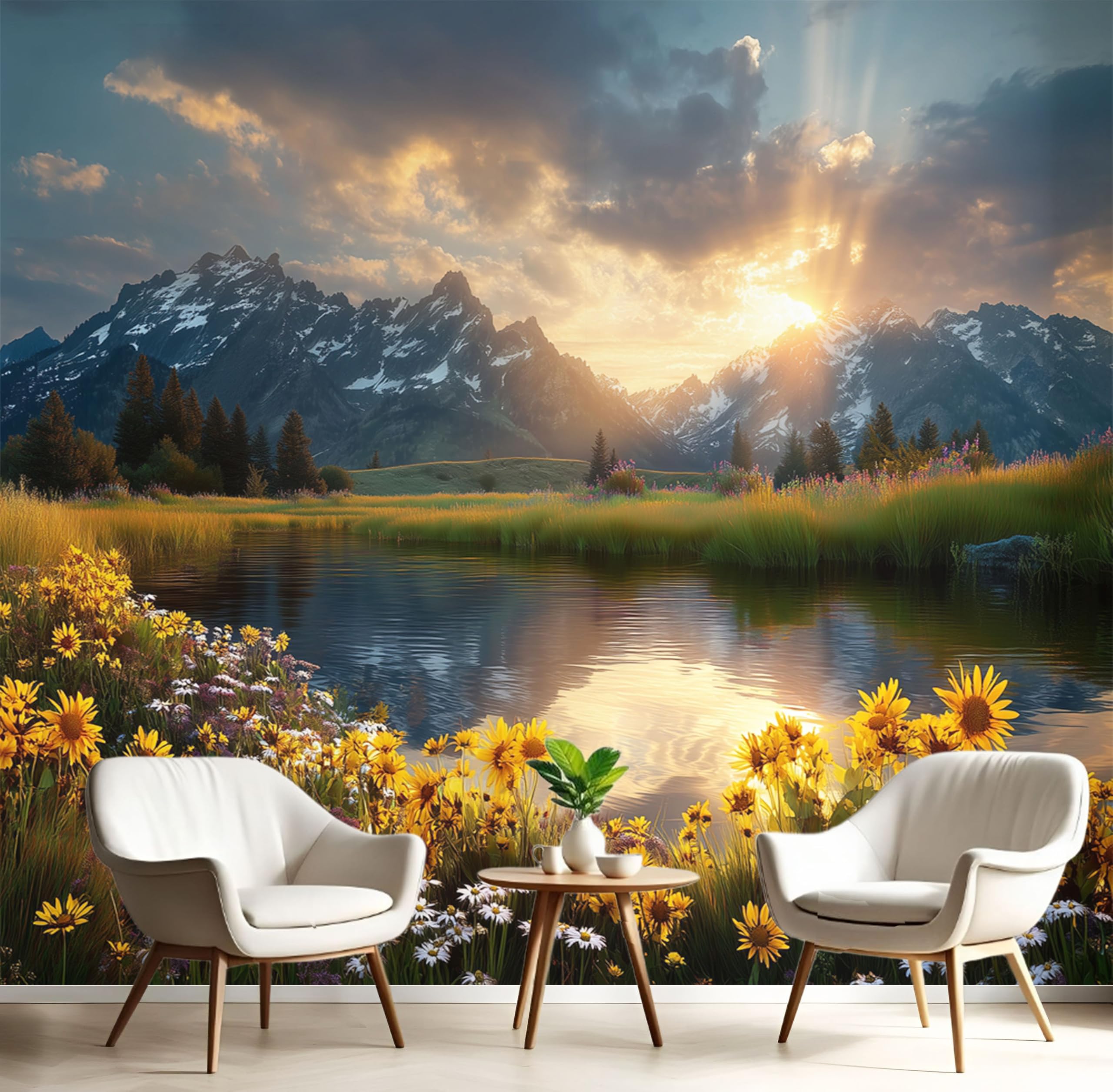 Poster géant mural 3D de montagne pour illuminer la chambre d'enfants et le salon familial