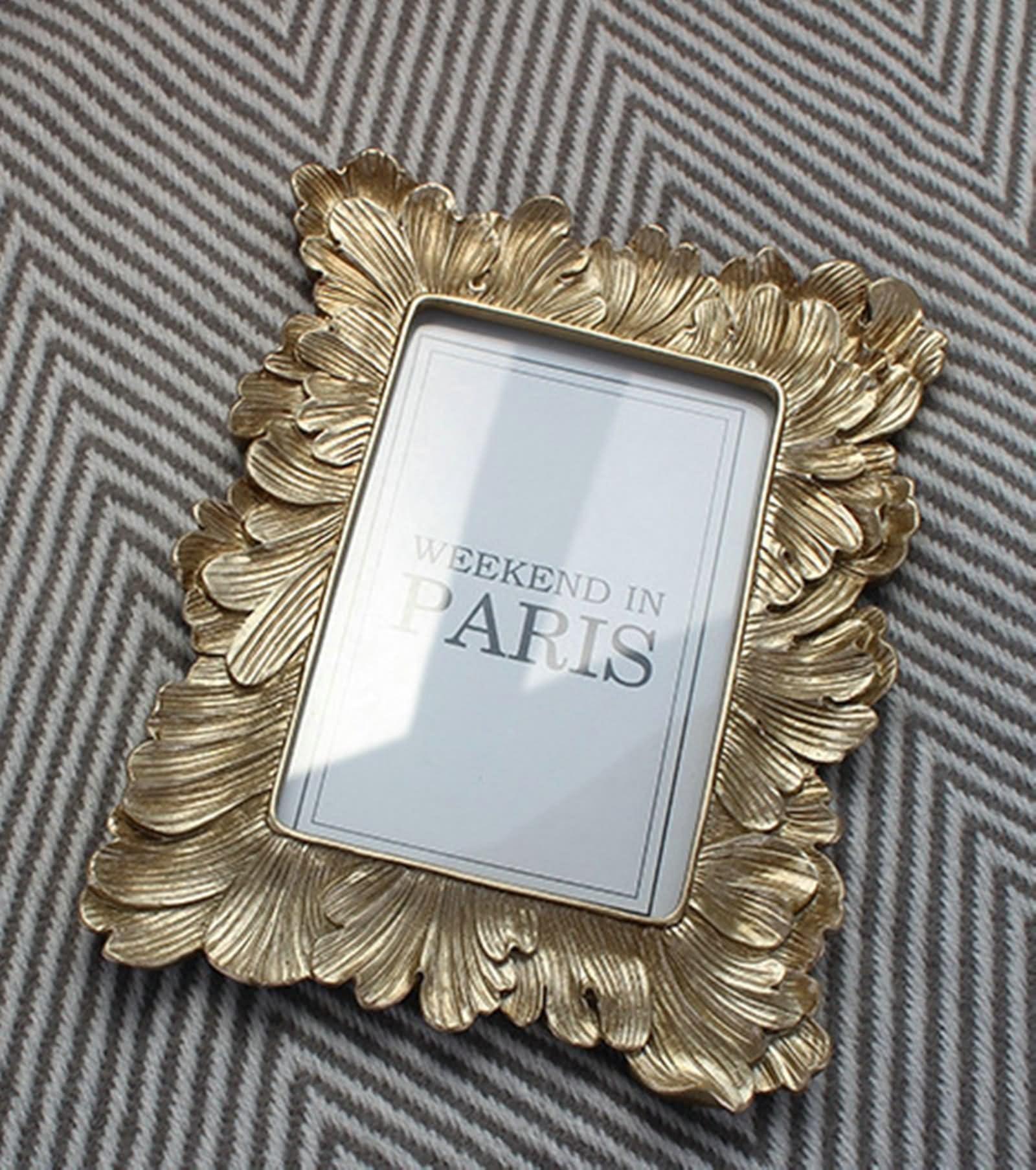 Marco de fotos dorado de 15 x 20 cm, elegante marco rectangular vertical para mesa de resina